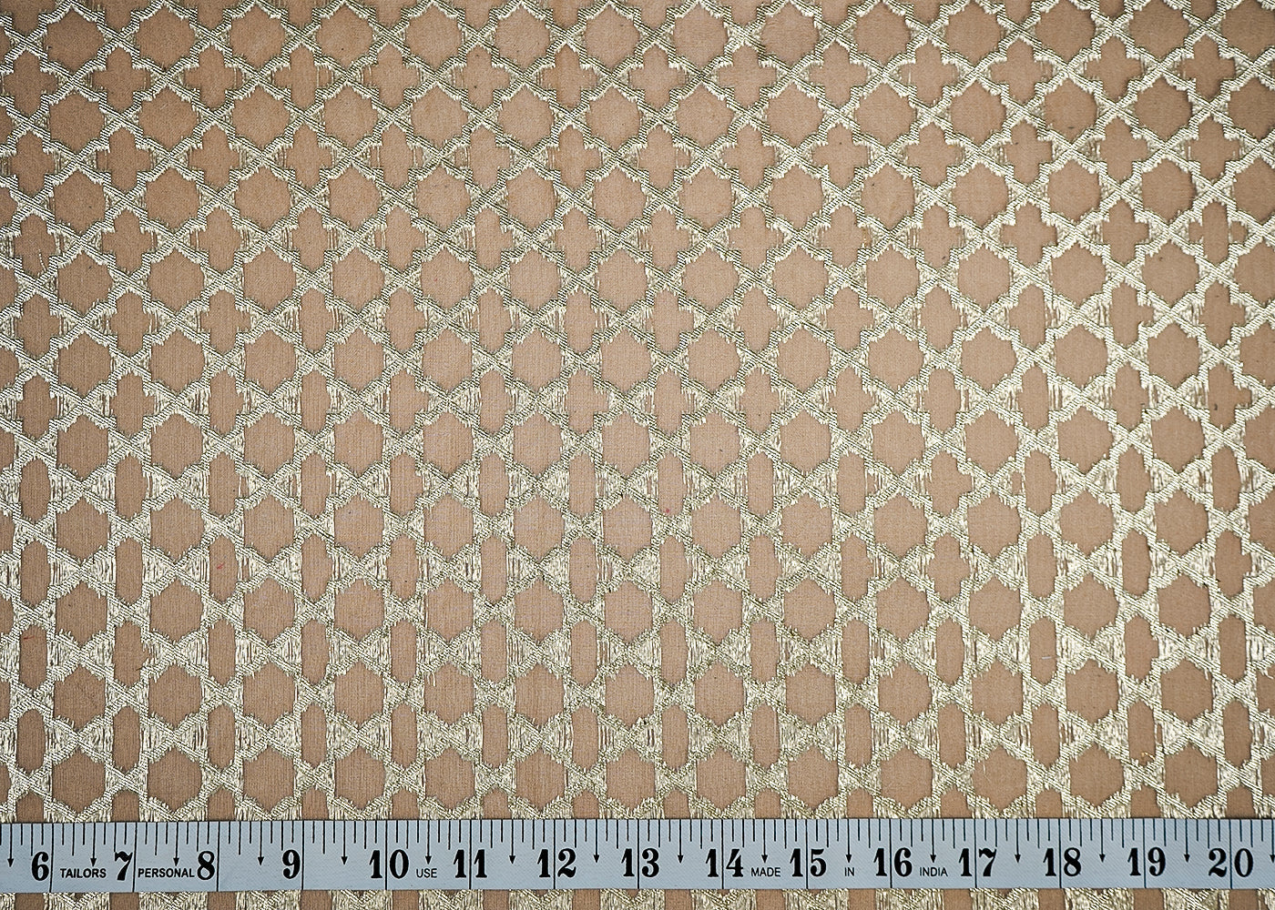 (Pre-Cut 1.7 MTR) White Organza Fabric With All Over Golden Zari Handloom With One Side Border 18340