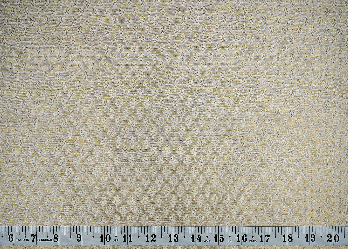 (Pre-Cut 0.9 MTR) White Banarasi Brocade Fabric With All Over Golden Zari Handloom 18348