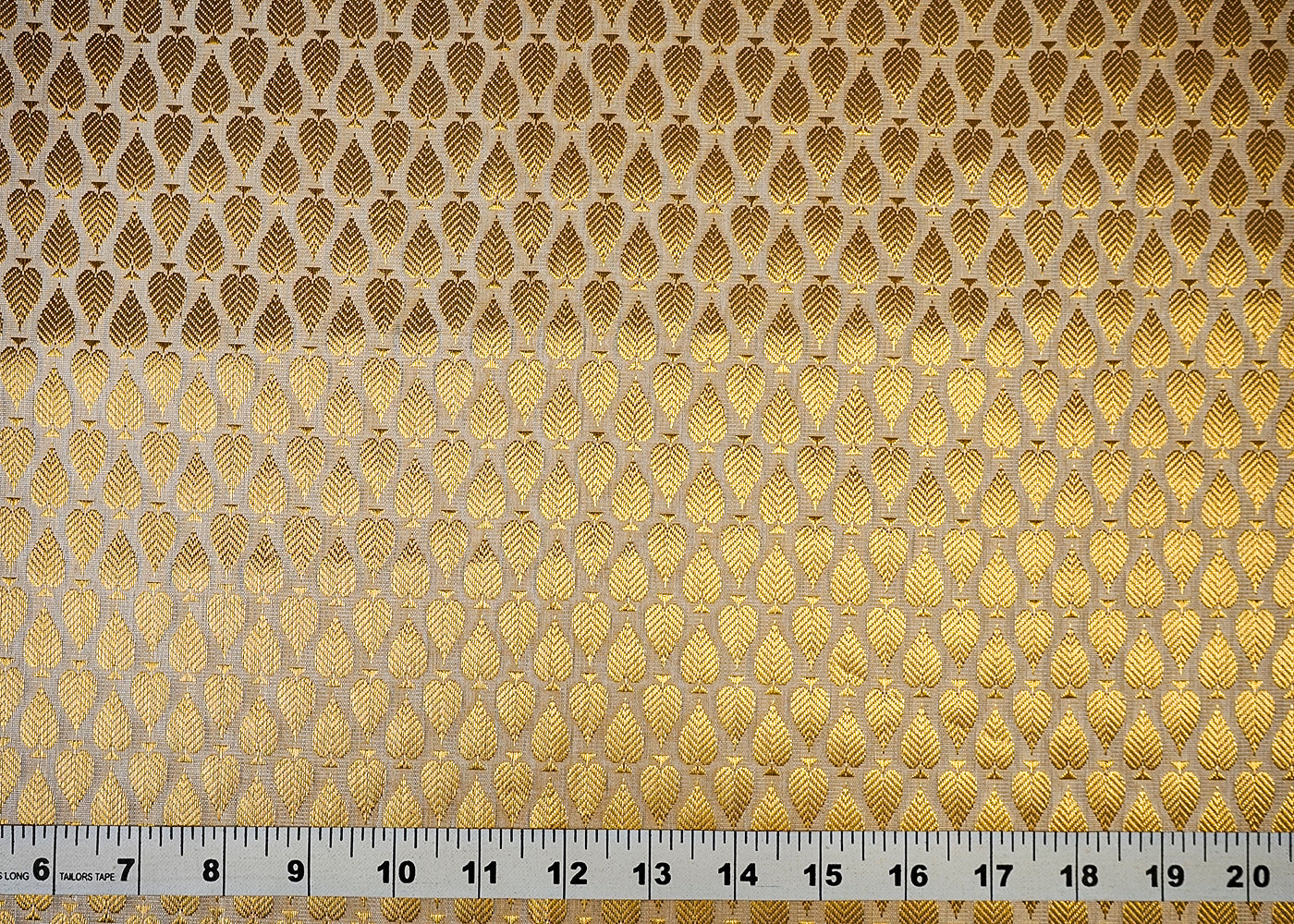 (Pre-Cut 1 MTR) Brown Banarasi Brocade Fabric With All Ove Golden Zari Handloom 18365