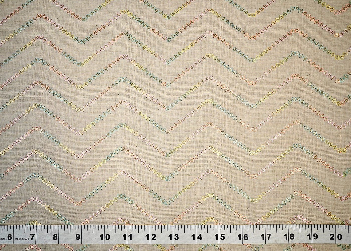 (Pre-Cut 2.3 MTR) Off White Cotton Fabric With All Over Thread And Sequins Work 18375