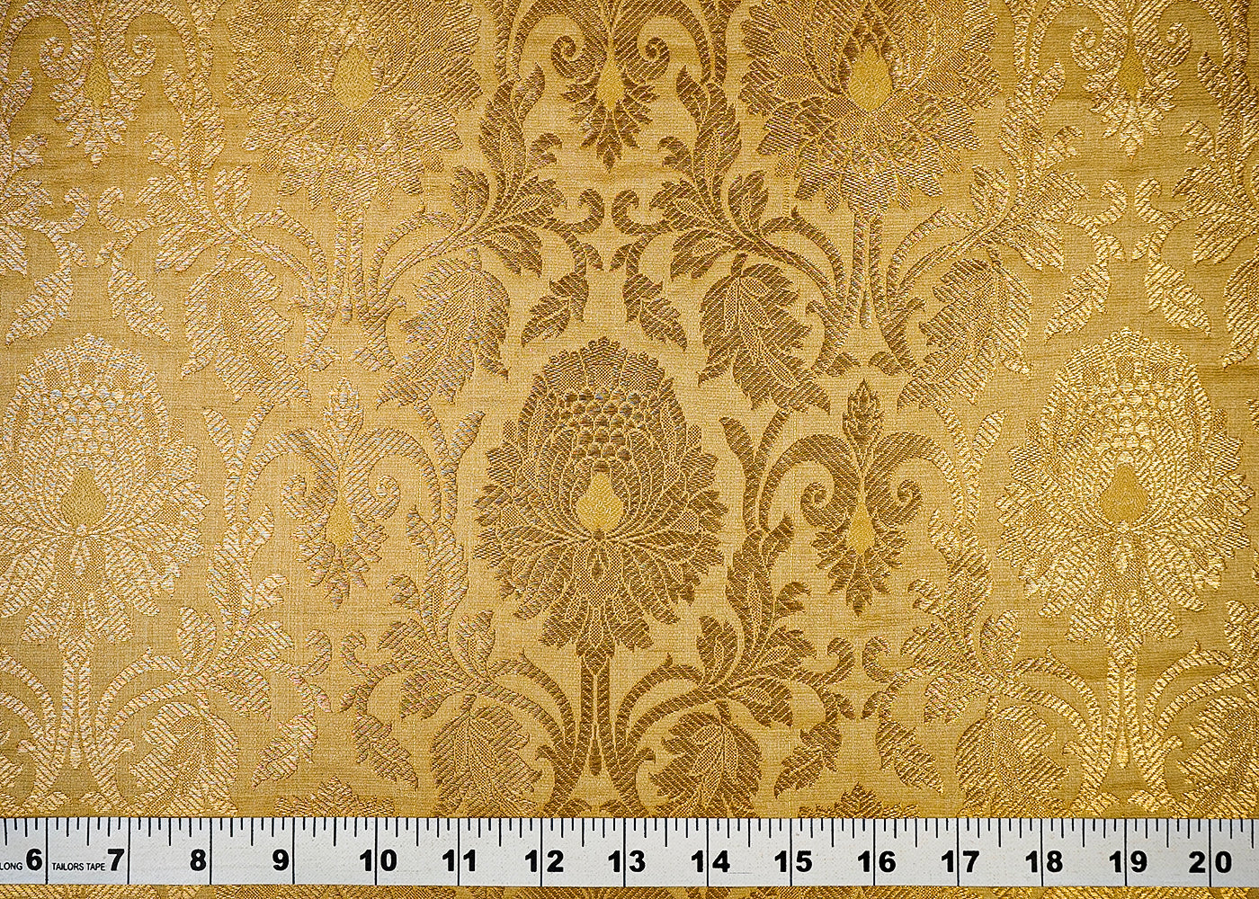 (Pre-Cut 1.5 MTR) Golden Banarasi Brocade Fabric With All Ove Golden Zari Handloom 18381