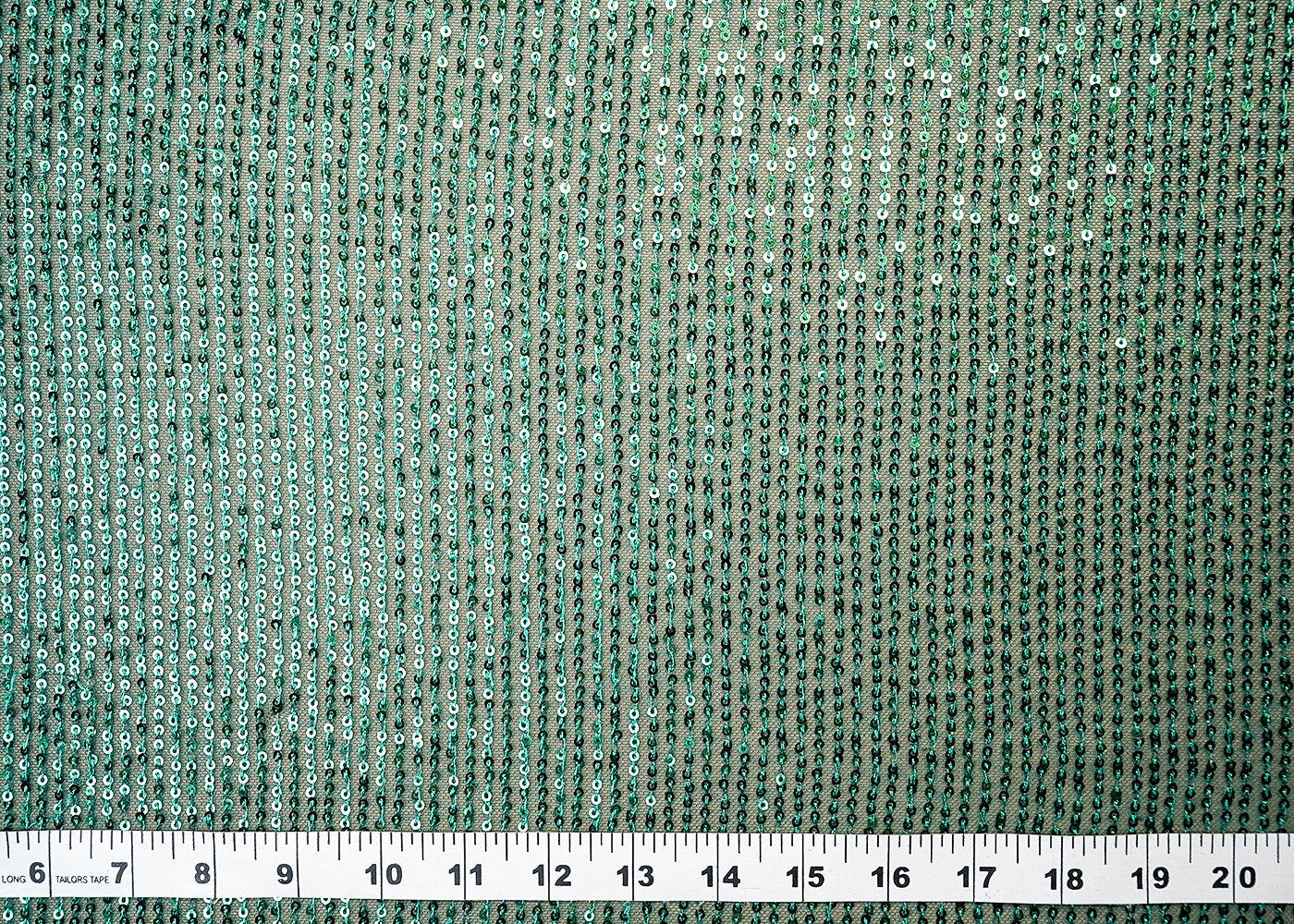(Pre-Cut 3.5 MTR) Bottle Green Lycra Net Fabric With All Over Sequins Work 18394