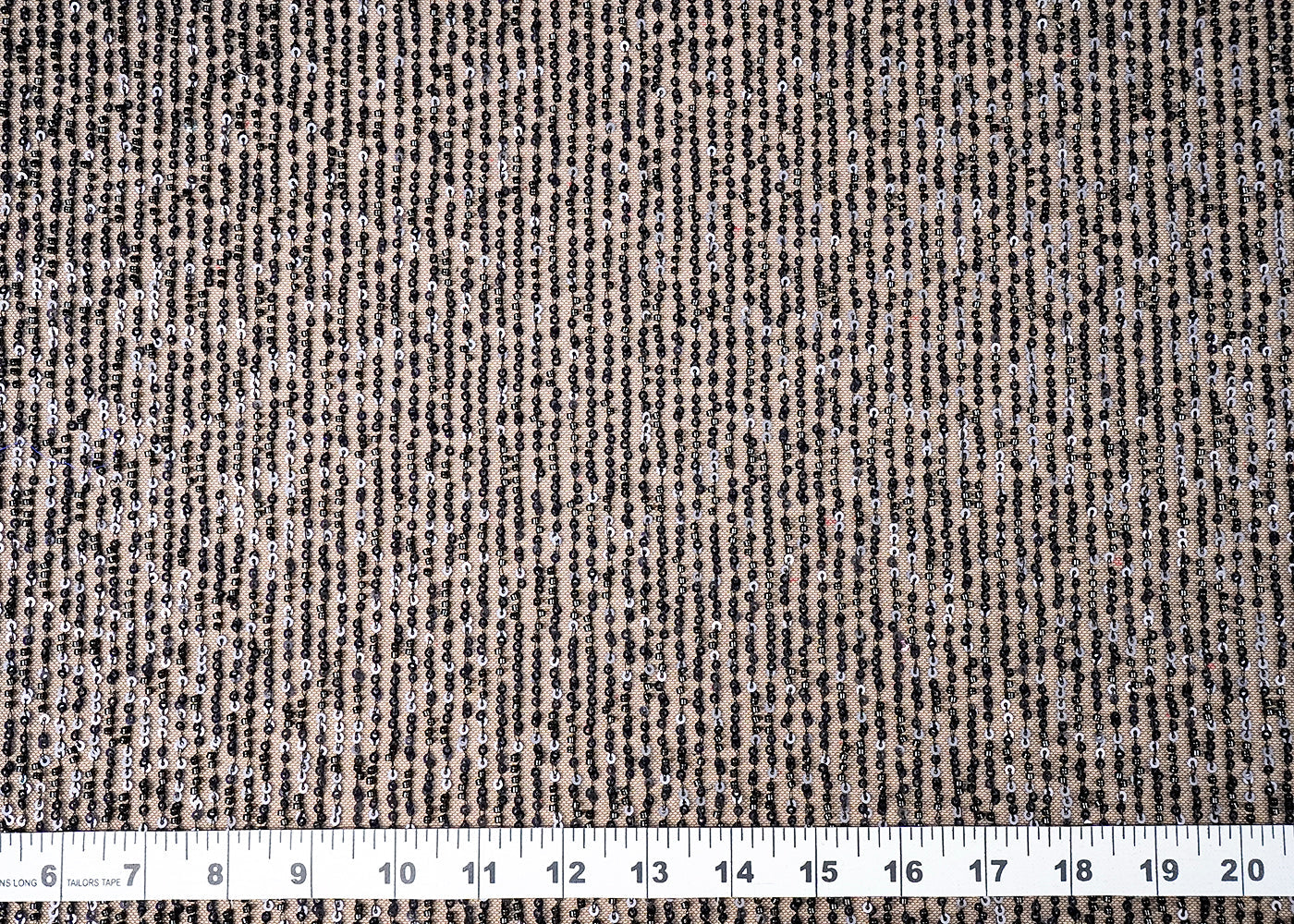 (Pre-Cut 1.8 MTR) Black Imported Net Fabric With All Over Sequins And Bead Work 18428