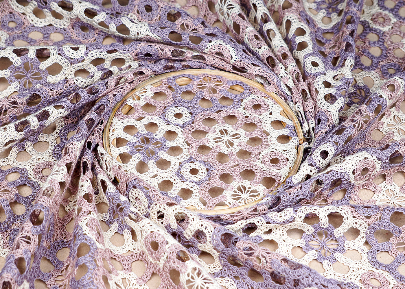 (Pre-Cut 1.15 MTR) Onion Crochet Fabric With Floral Pattern Of Multicolor Thread 18440