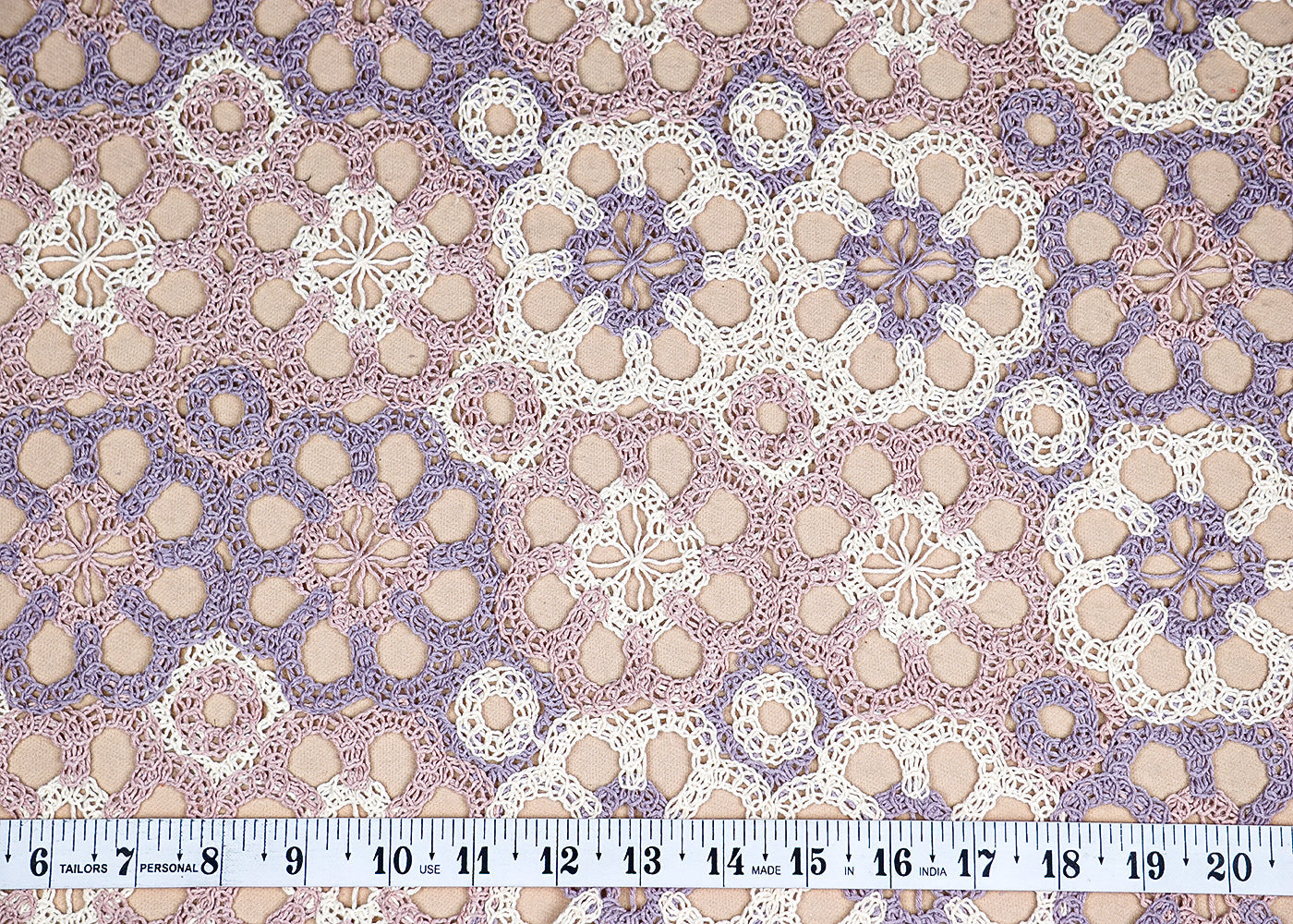 (Pre-Cut 1.15 MTR) Onion Crochet Fabric With Floral Pattern Of Multicolor Thread 18440
