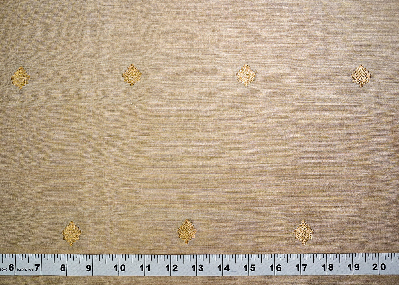(Pre-Cut 3.4 MTR) Gold Moonga Silk Fabric With All Over Golden Zari Work  18452