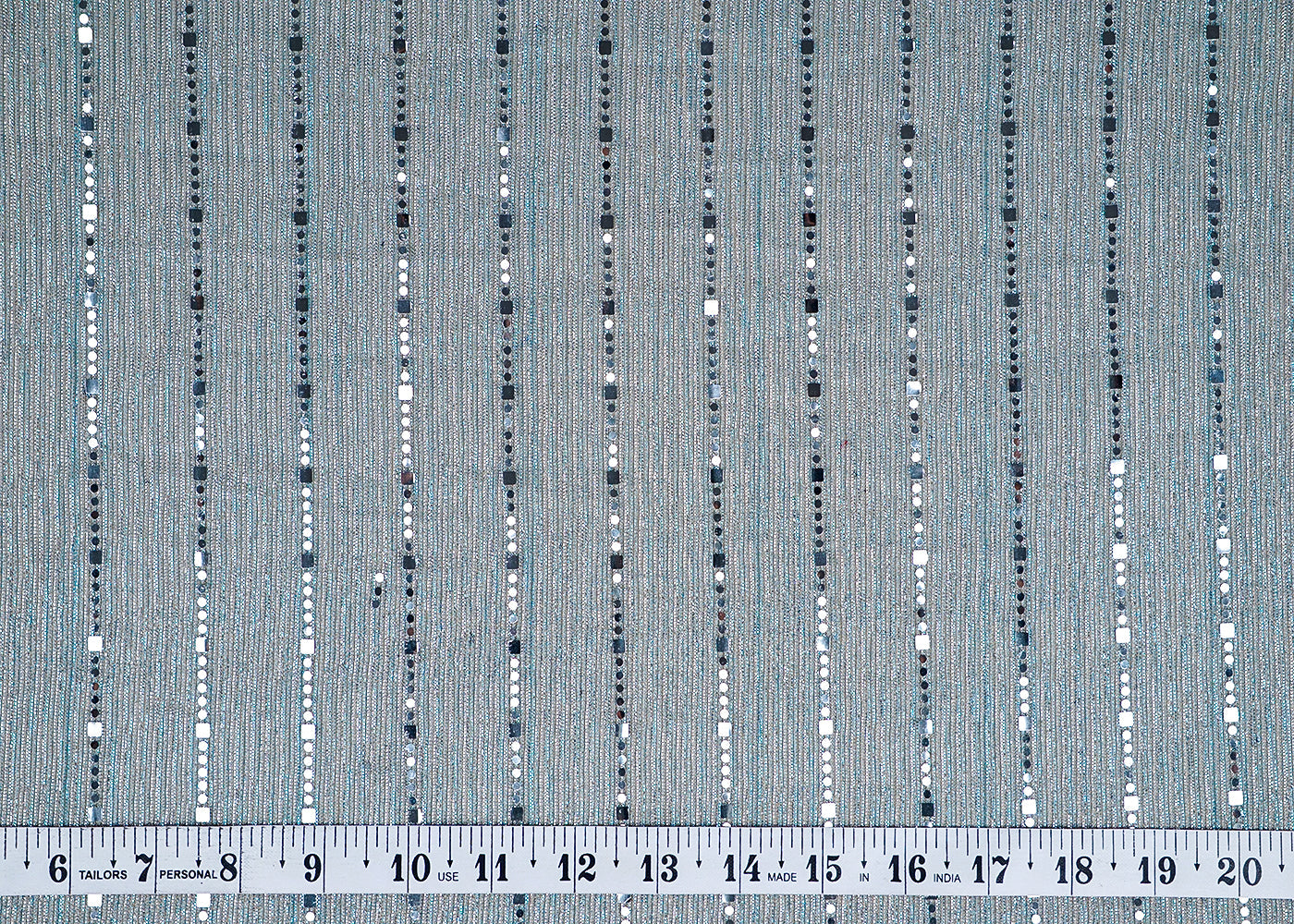 (Pre-Cut 3 MTR) Light Blue Moon Light Fabric With All Over Shimmer Work 18457