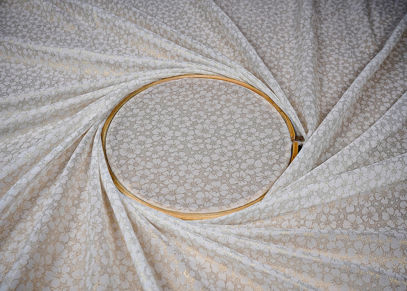 (Pre-Cut 3.8 MTR) White Georgette Fabric With All Over Shimmer Work 18462