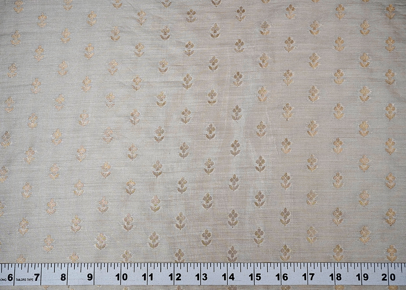 (Pre-Cut 1.25 MTR) Golden Chanderi Fabric With All Over Zari Handloom 18464