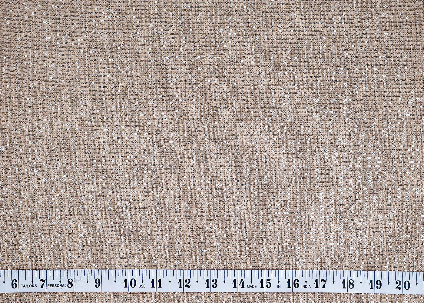 (Pre-Cut 1 MTR) Gold Crushed Net Fabric With All Over Sequins Work 18472
