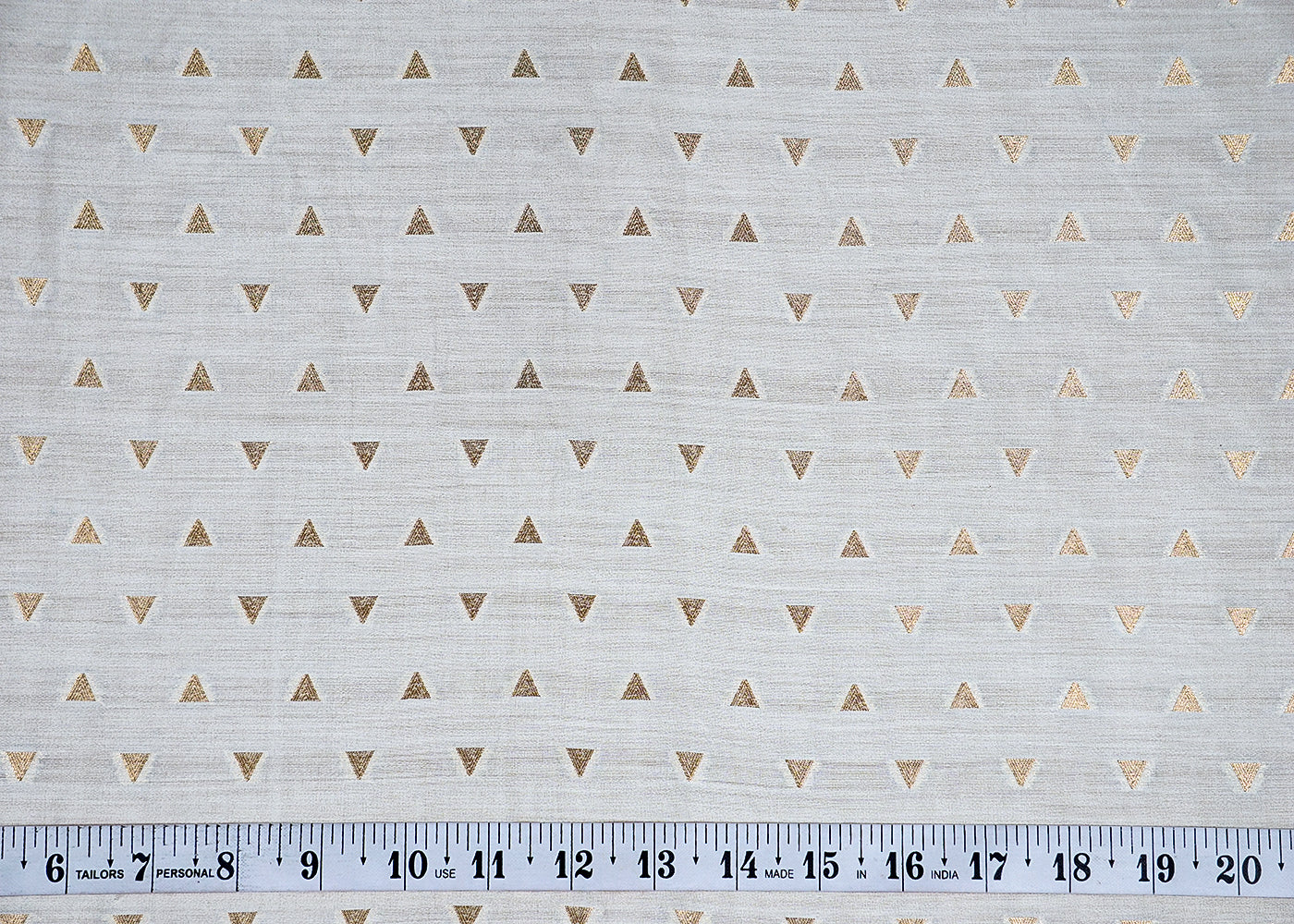 (Pre-Cut 2.3 MTR) White Chinia Silk Fabric With All Over Golden Zari Handloom  18484