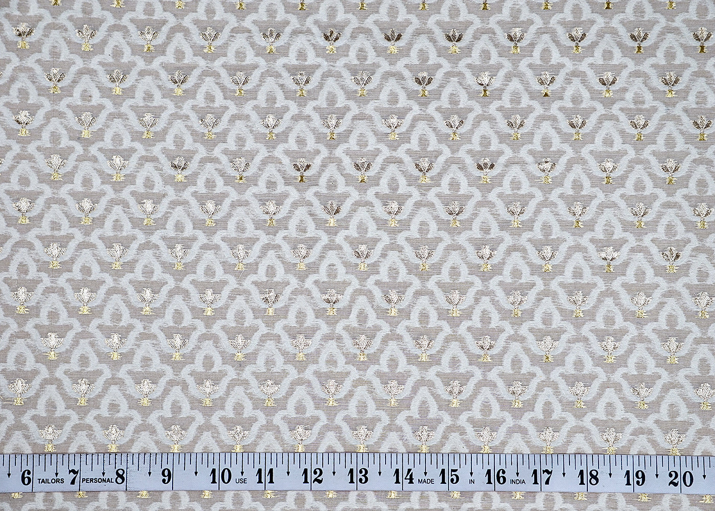 (Pre-Cut 1.1 MTR) Off White Chanderi Fabric With All Over Thread And Zari Handloom 18494