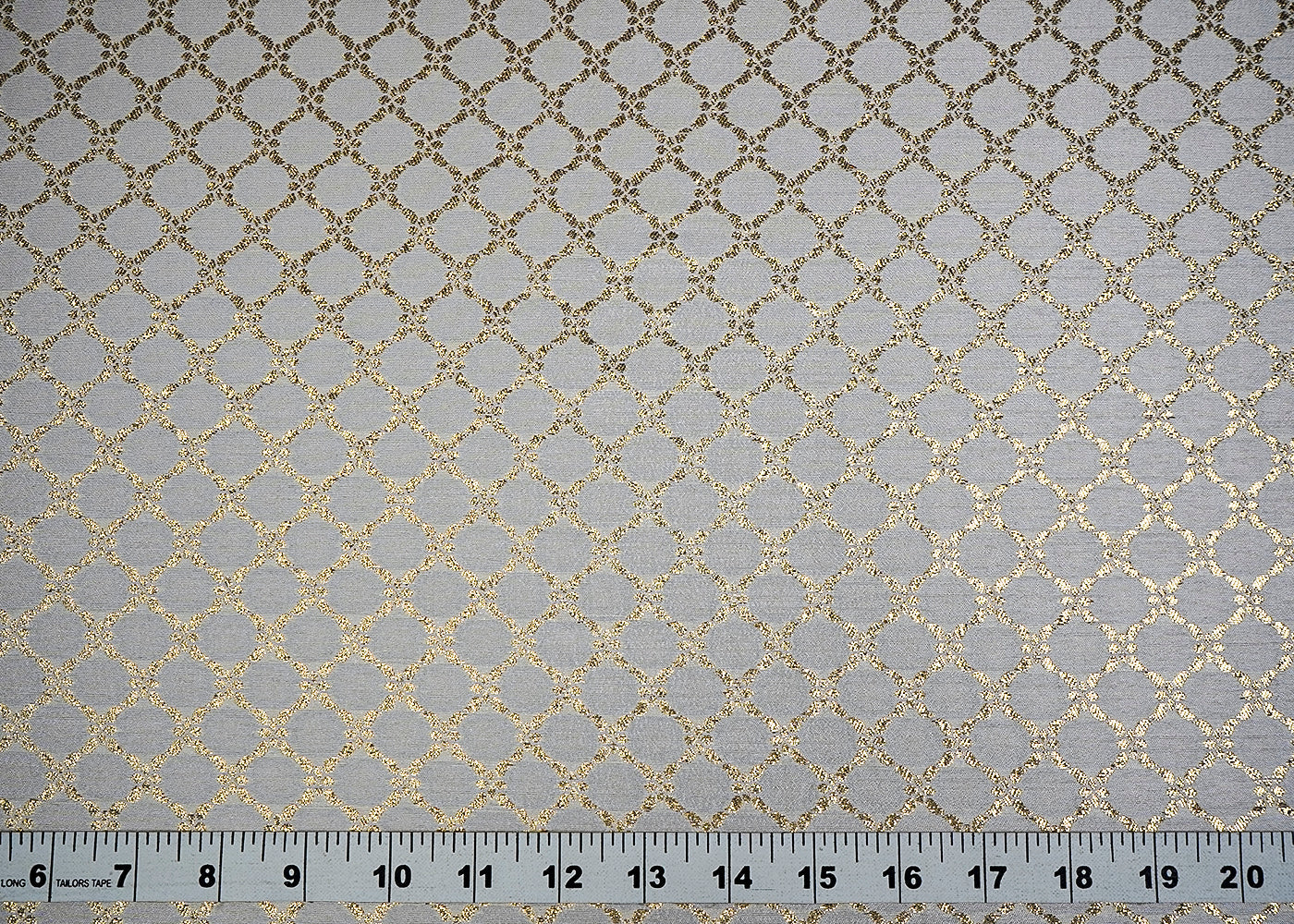 (Pre-Cut 2.7 MTR) White Silk Fabric With All Over Golden Zari Handloom  18496