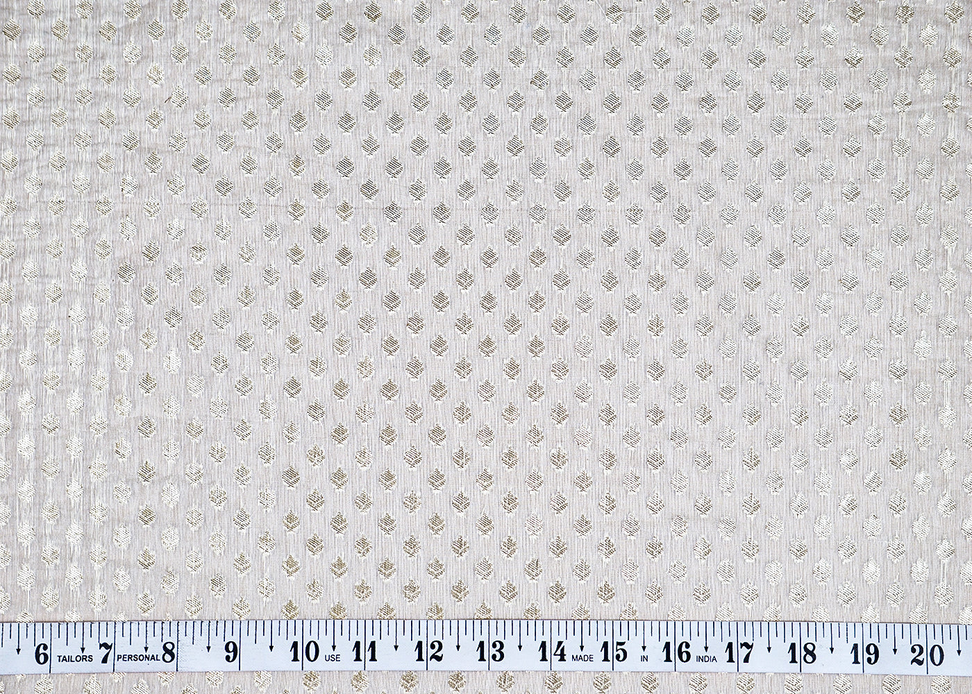 (Pre-Cut 3.1 MTR) White Chanderi Fabric With All Over Golden Zari Handloom  18497