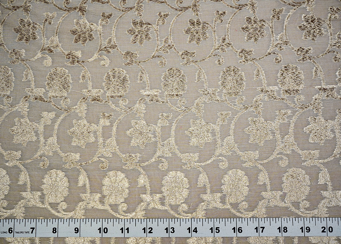(Pre-Cut 2.65 MTR) White Chanderi Fabric With All Over Golden Zari Handloom  18500