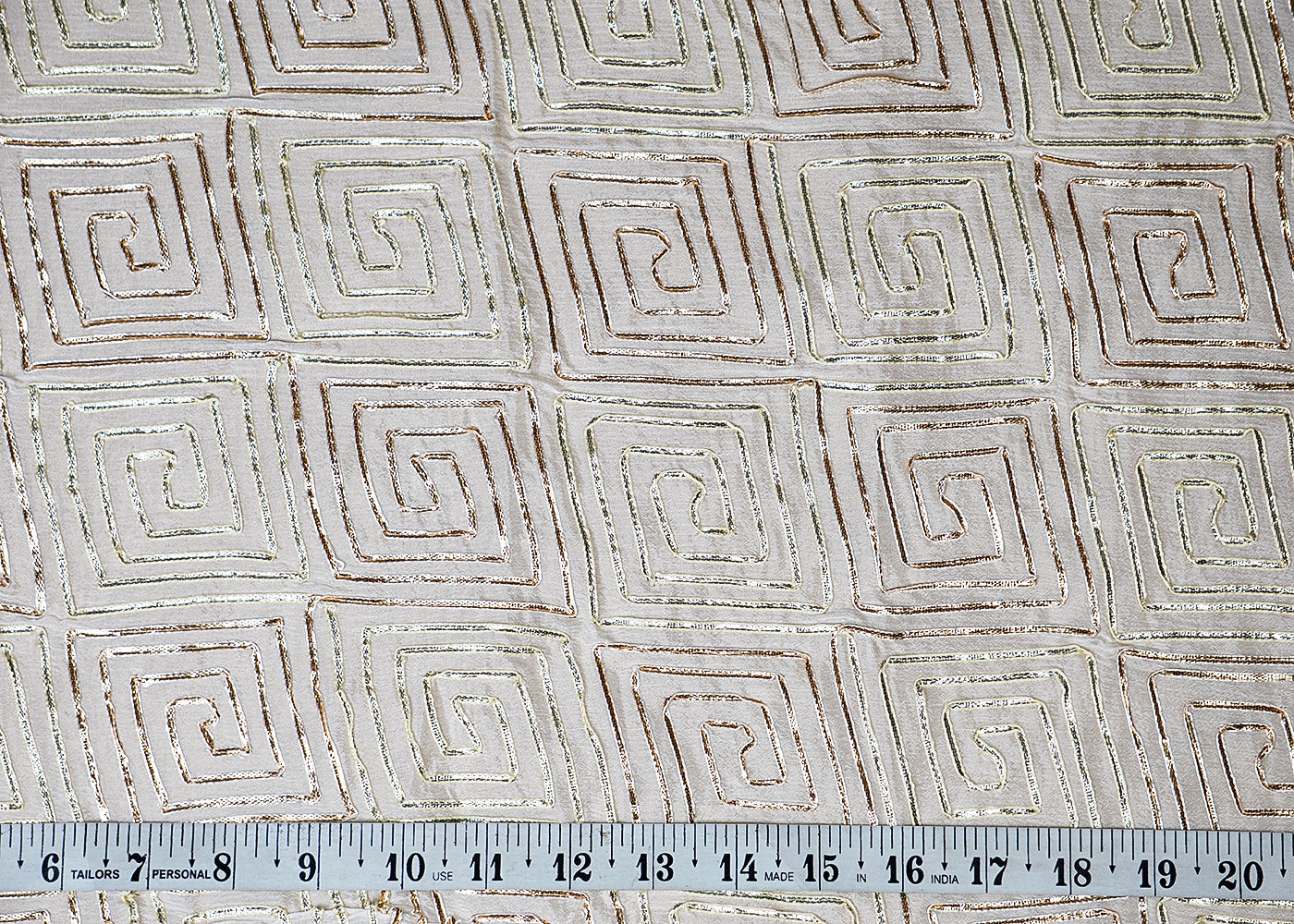 (Pre-Cut 1.4 MTR) White Chinon Chiffon  Fabric With All Over Gotapatti Work   18527