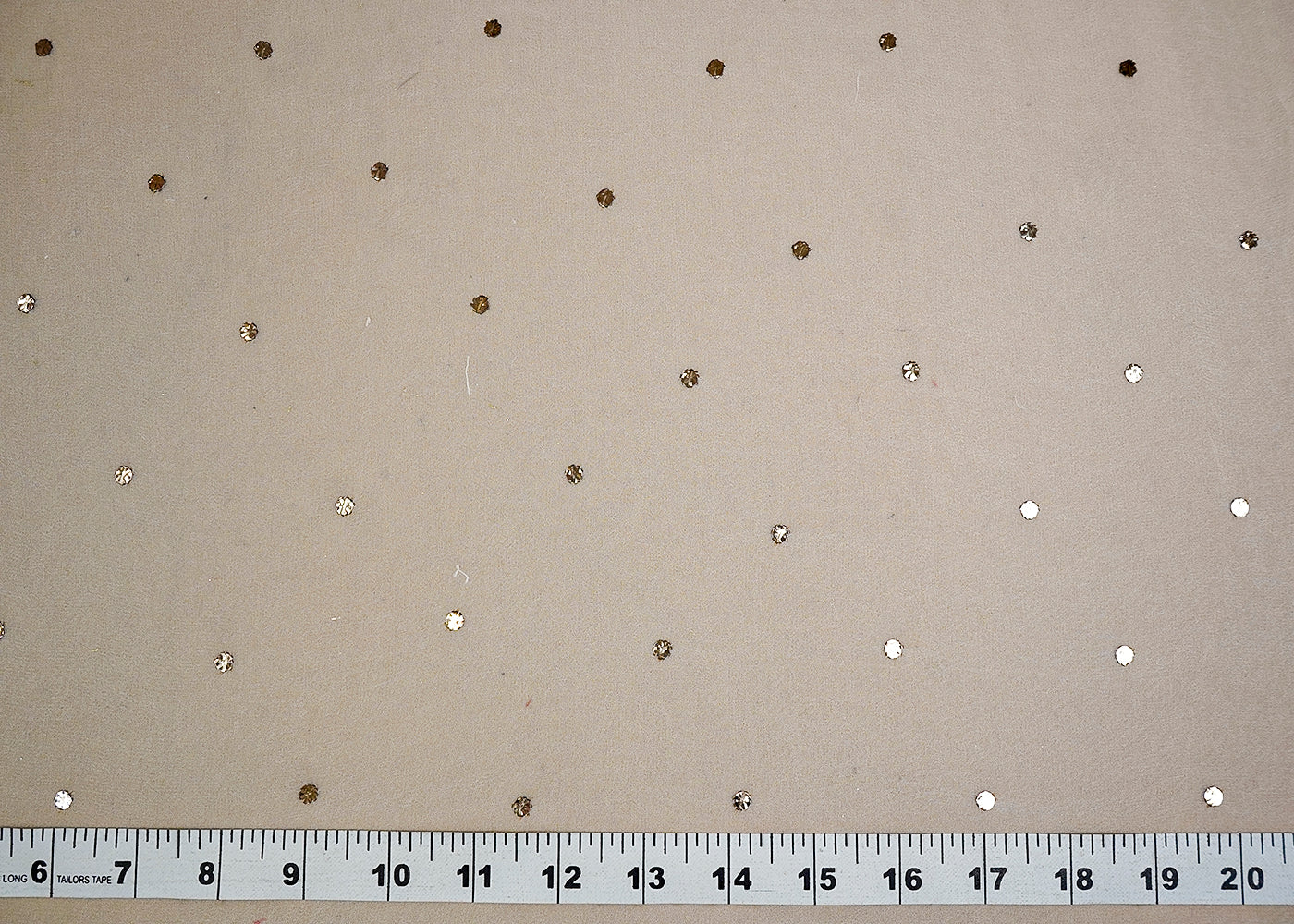 (Pre-Cut 4.25 MTR) White Georgette Fabric With All Over Sequins Work 18533