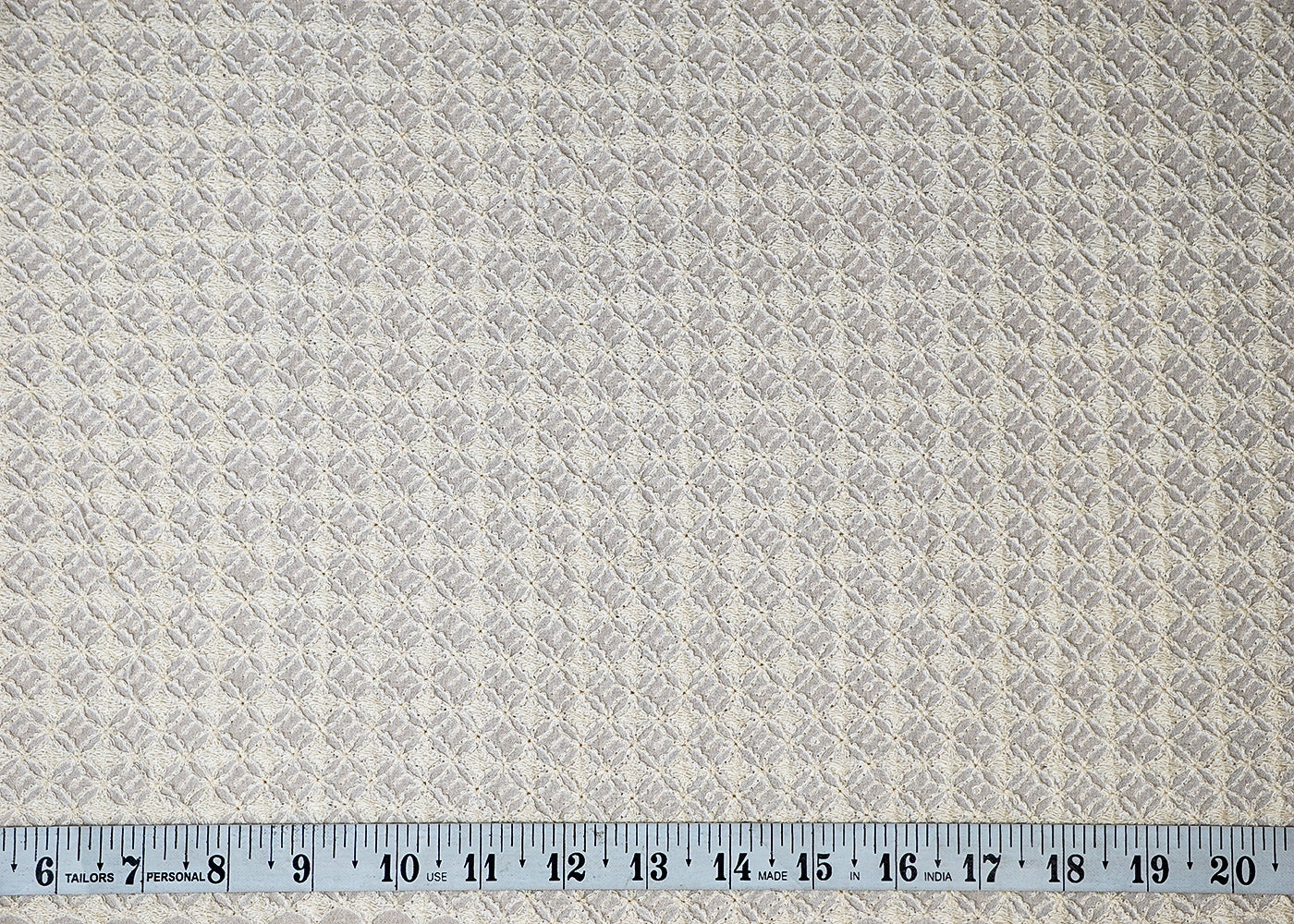 (Pre-Cut 1.1 MTR) White Georgette Fabric With All Over Thread And Sequins Work 18535