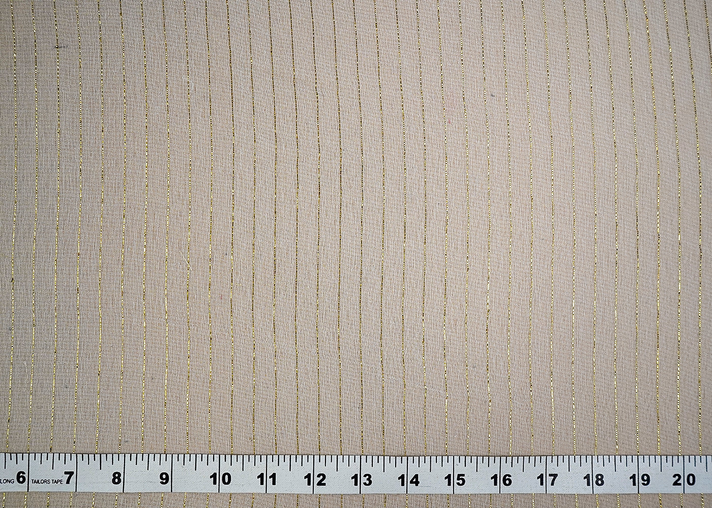 (Pre-Cut 2.2 MTR) White Georgette Fabric With All Over Lurex Thread Stripes 18539