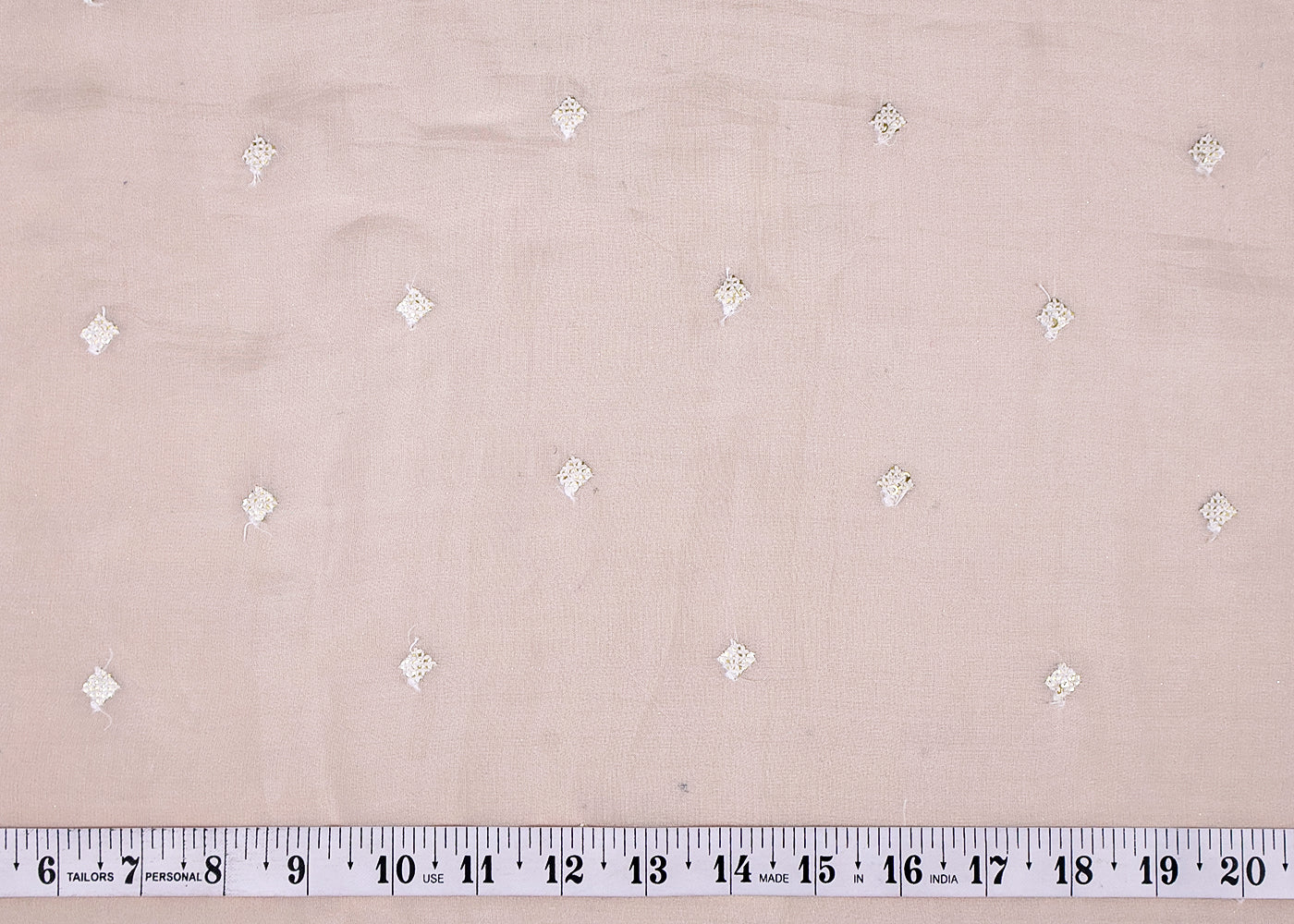 (Pre-Cut 3.2 MTR) White Organza Fabric With All Over Sequins Work 18548
