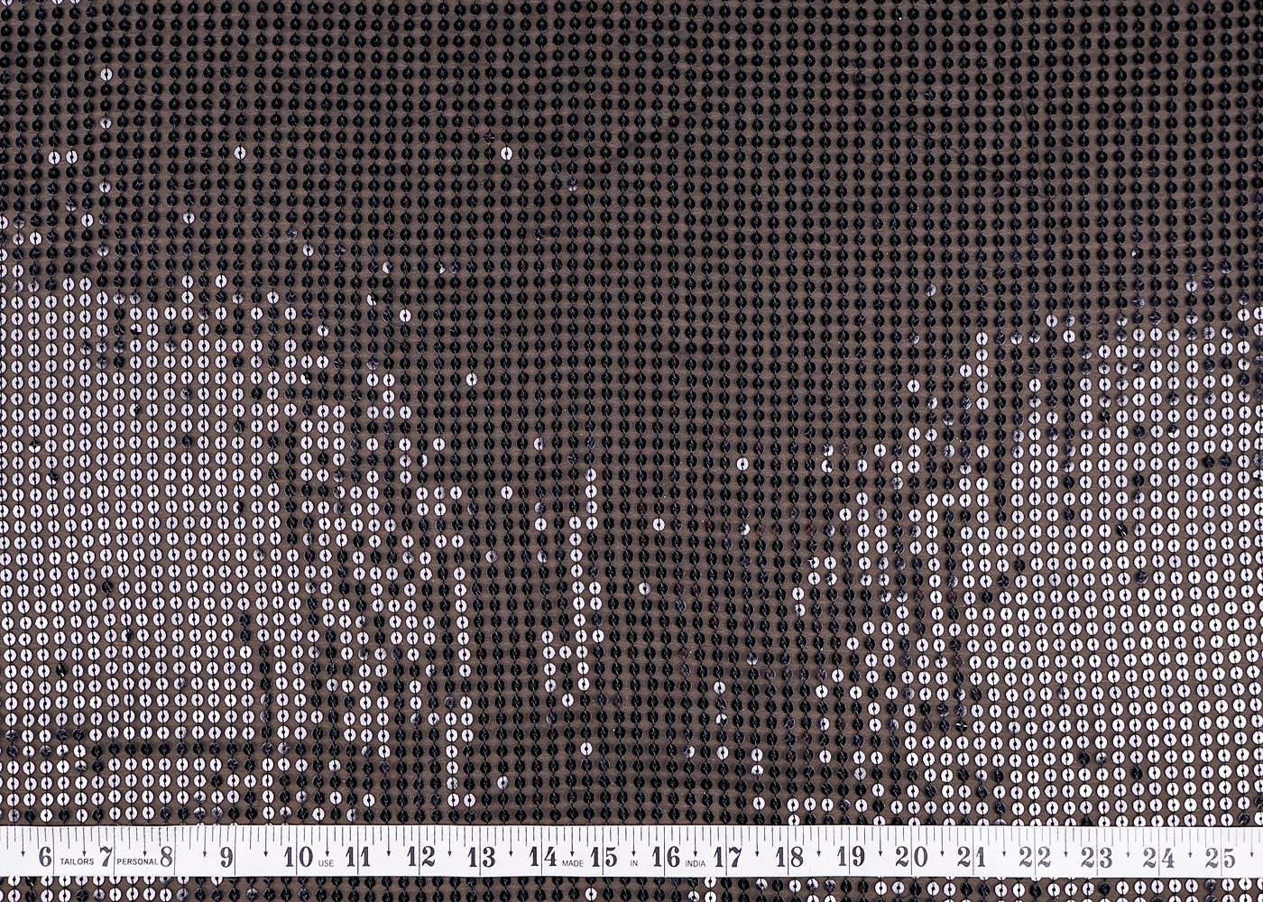 (Pre-Cut 1.5 MTR) Black Georgette Fabric With All Over Sequins Work 18568