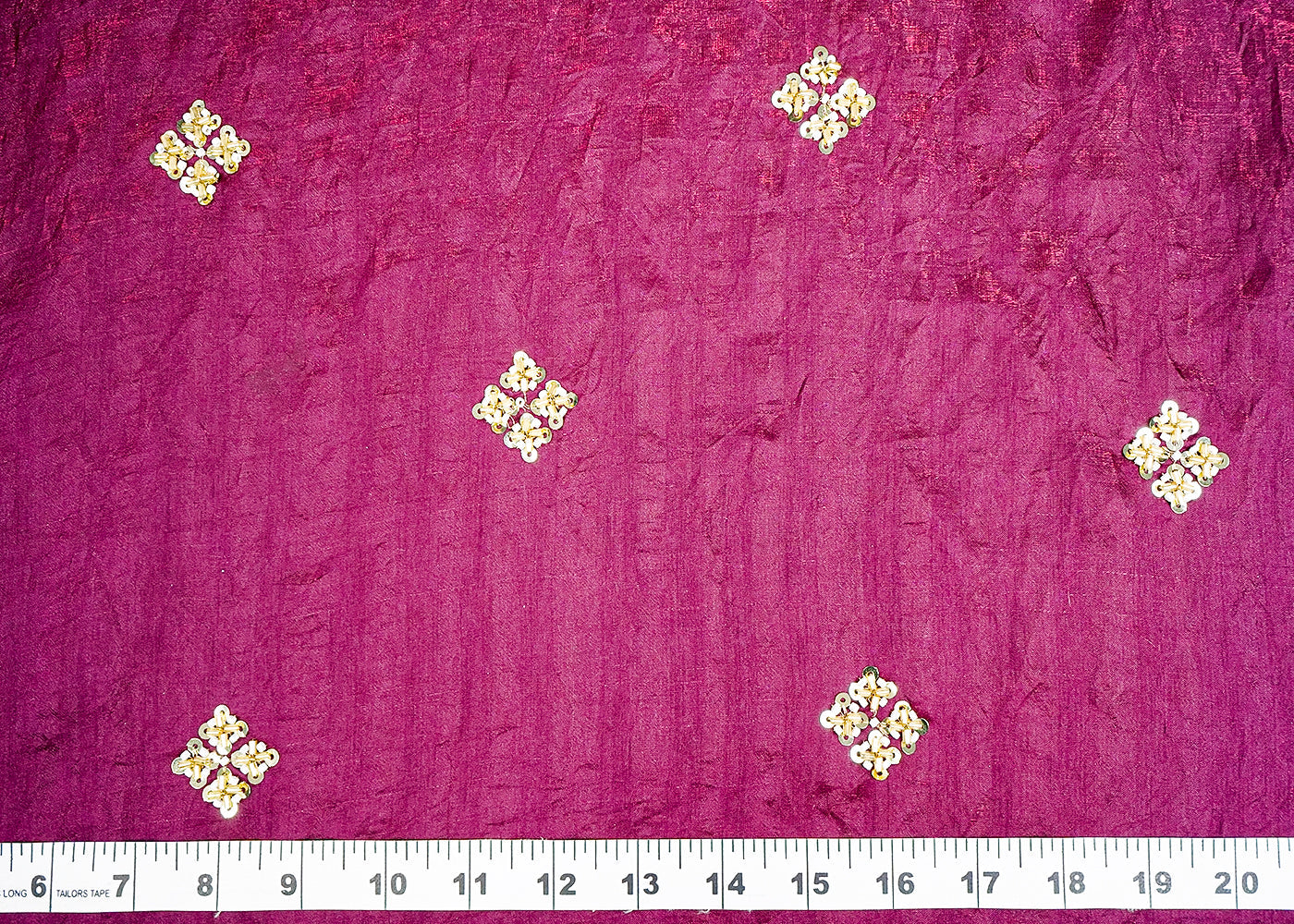 (Pre-Cut 1 MTR) Wine Diamond Silk Fabric With All Over Stripes Of Katdana And Sequins Work 18582
