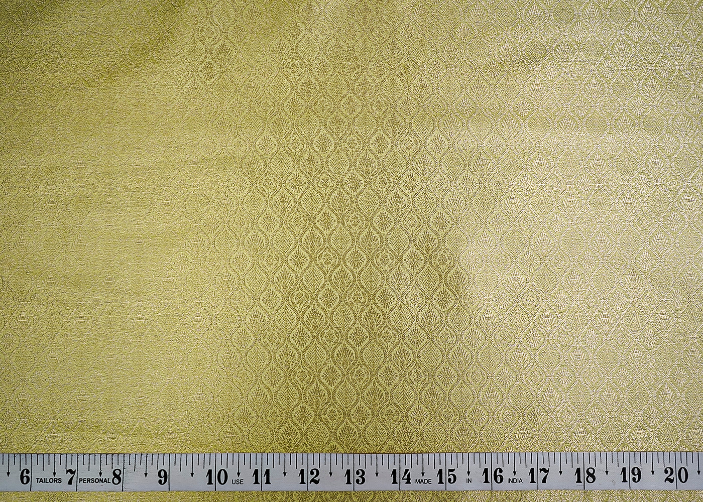 (Pre-Cut 1 MTR) Pista Green Banarasi Brocade Fabric With All Over Zari Handloom 18603