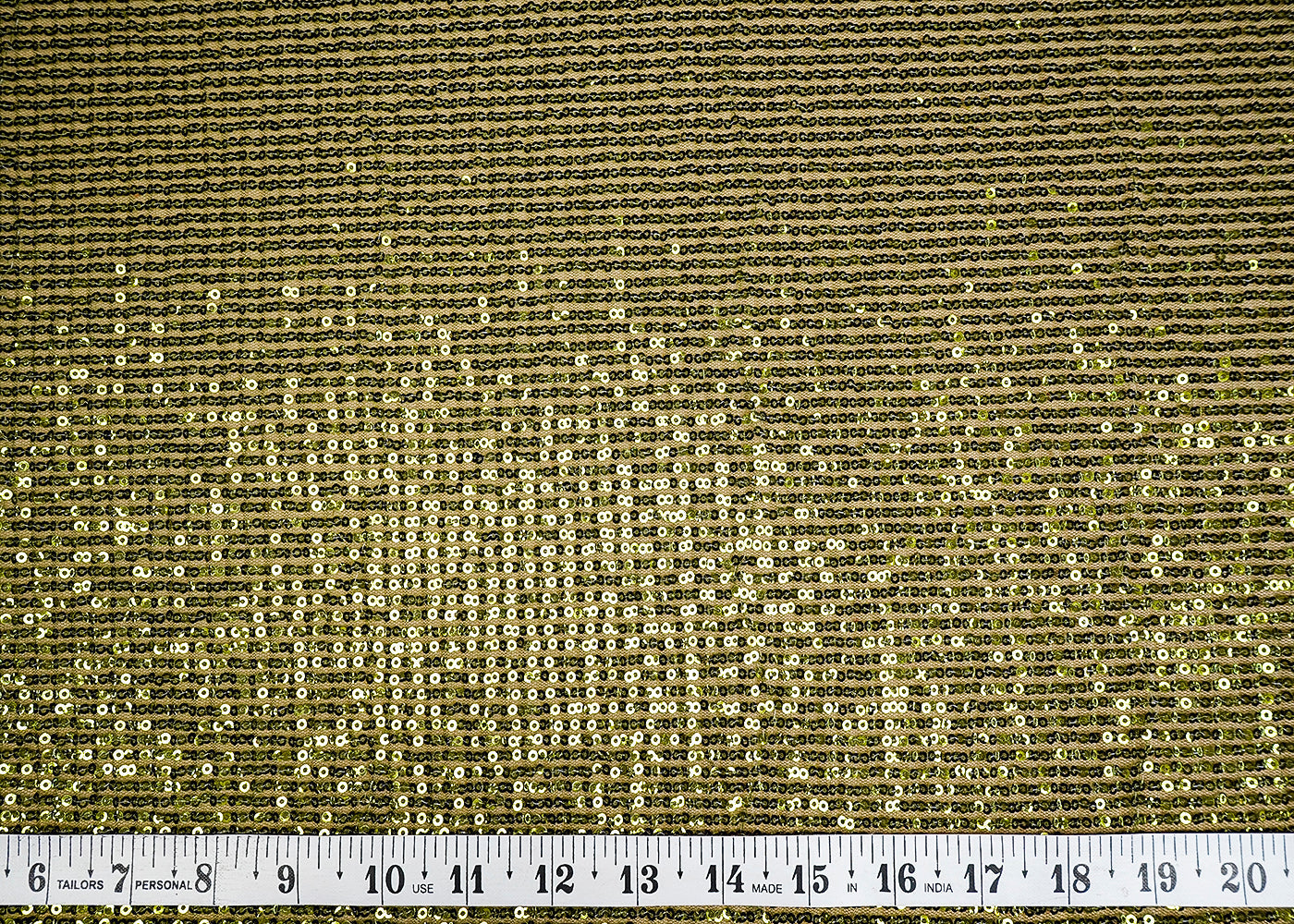 (Pre-Cut 2.25 MTR) Mehendi Green Crushed Net Fabric WithAll Over Sequins Work 18609