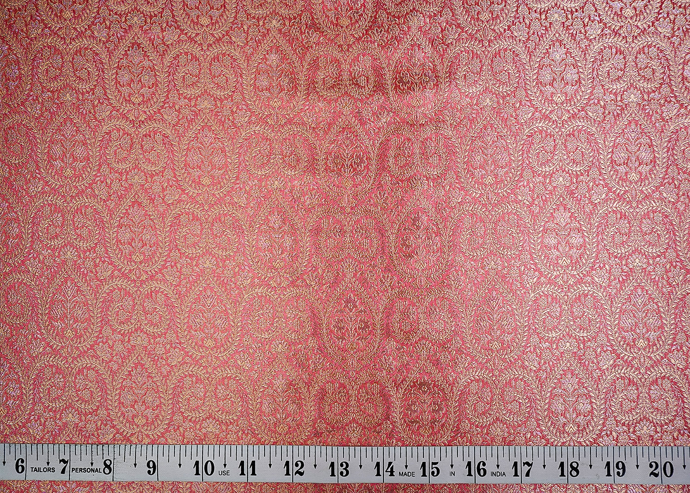 (Pre-Cut 1.25 MTR) Light Pink Banarasi Brocade Fabric With All Over Zari Handloom 18610