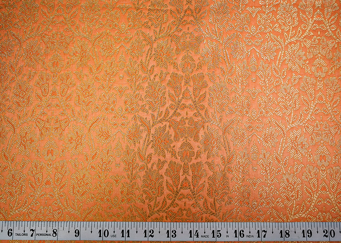 (Pre-Cut 1.7 MTR) Light Orange  Banarasi Brocade Fabric With All Over Zari Handloom 18612