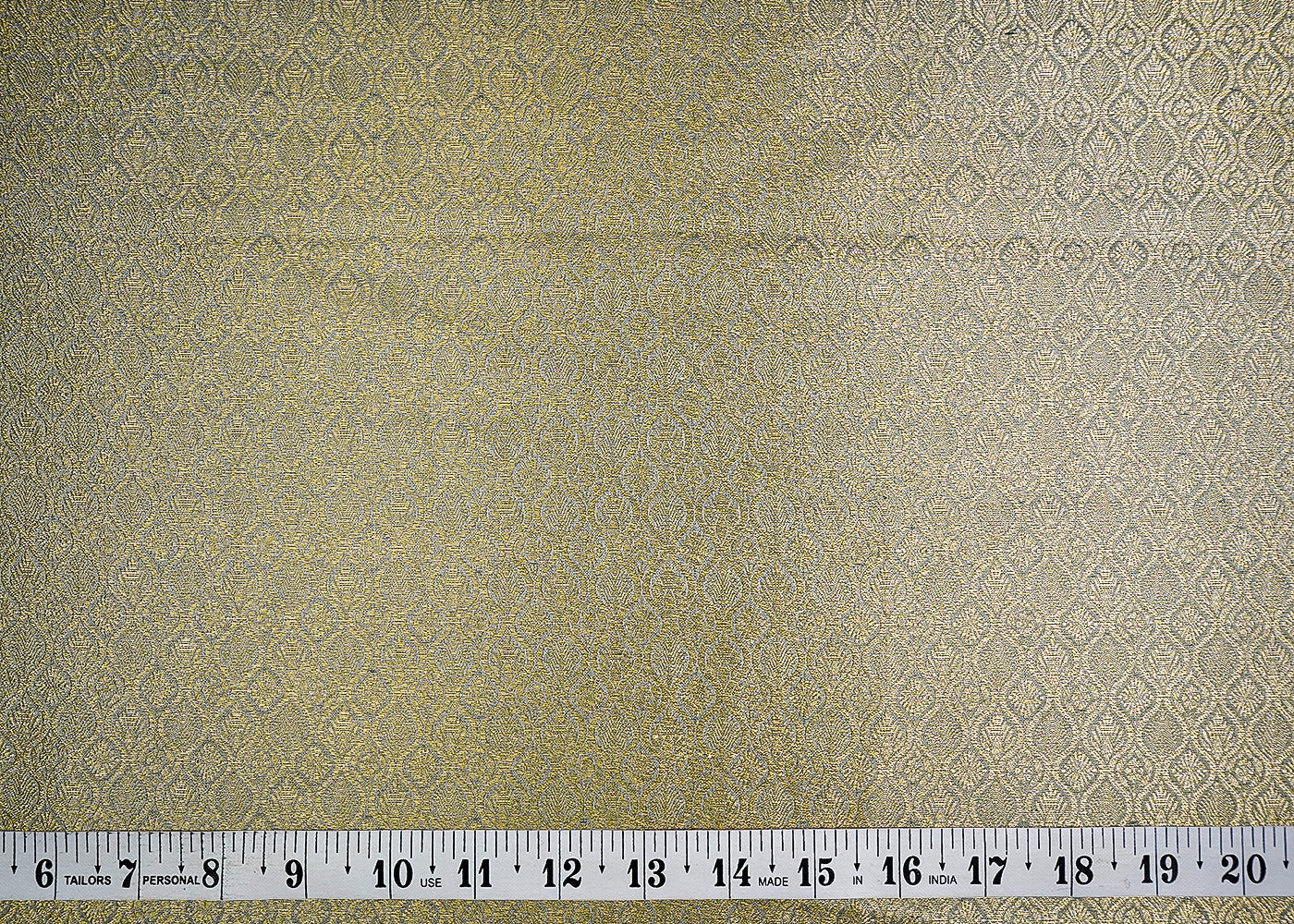 (Pre-Cut 1.35 MTR) Mint Green Banarasi Brocade Fabric With All Over Zari Handloom 18613