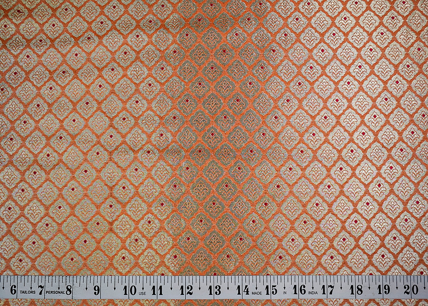 (Pre-Cut 1.9 MTR) Peach Banarasi Brocade Fabric With All Over Zari Handloom 18621