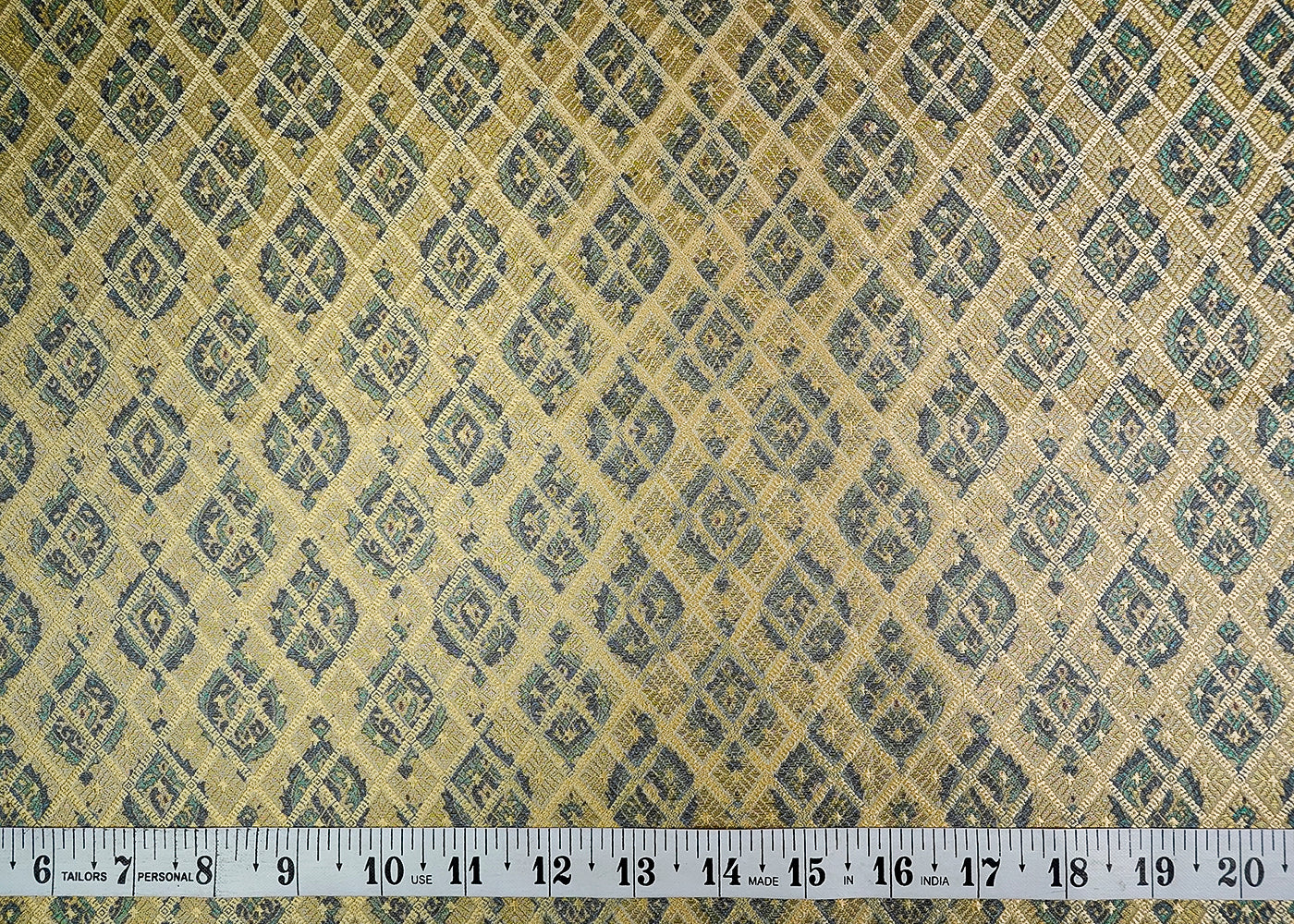 (Pre-Cut 1.7 MTR) Gold Banarasi Brocade Fabric With All Over Zari Handloom 18640