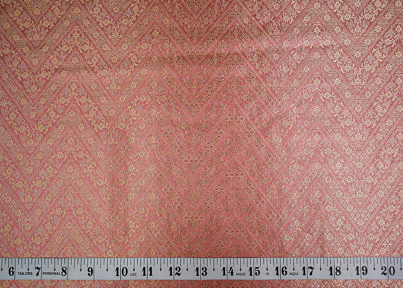 (Pre-Cut 1.45 MTR) Light Pink Banarasi Brocade Fabric With All Over Zari Handloom 18642