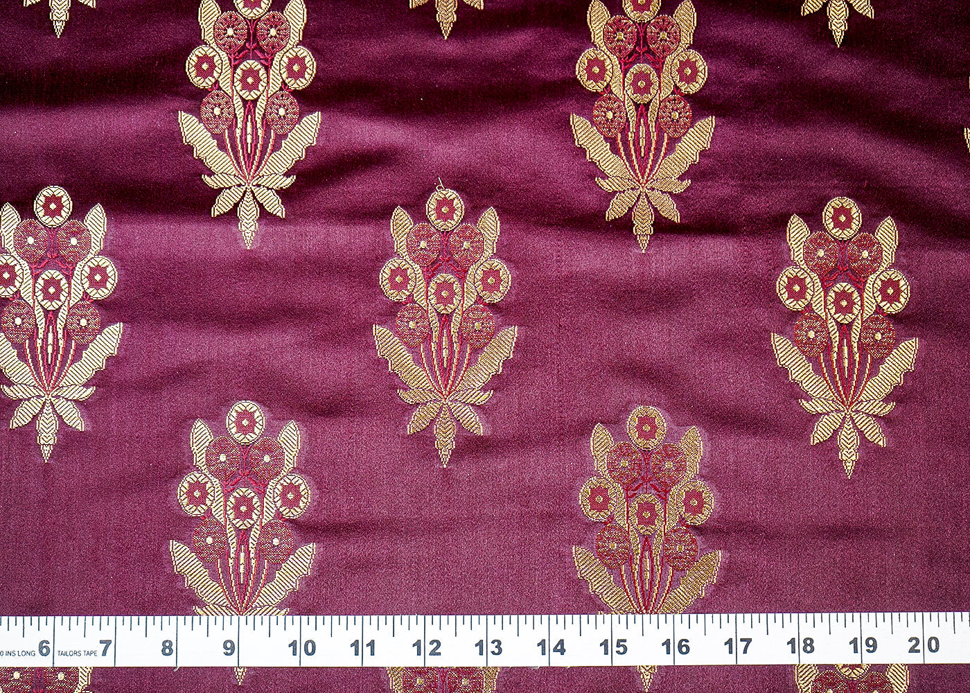 (Pre-Cut 0.95 MTR) Wine Banarasi Brocade Fabric With All Over Zari Handloom 18644