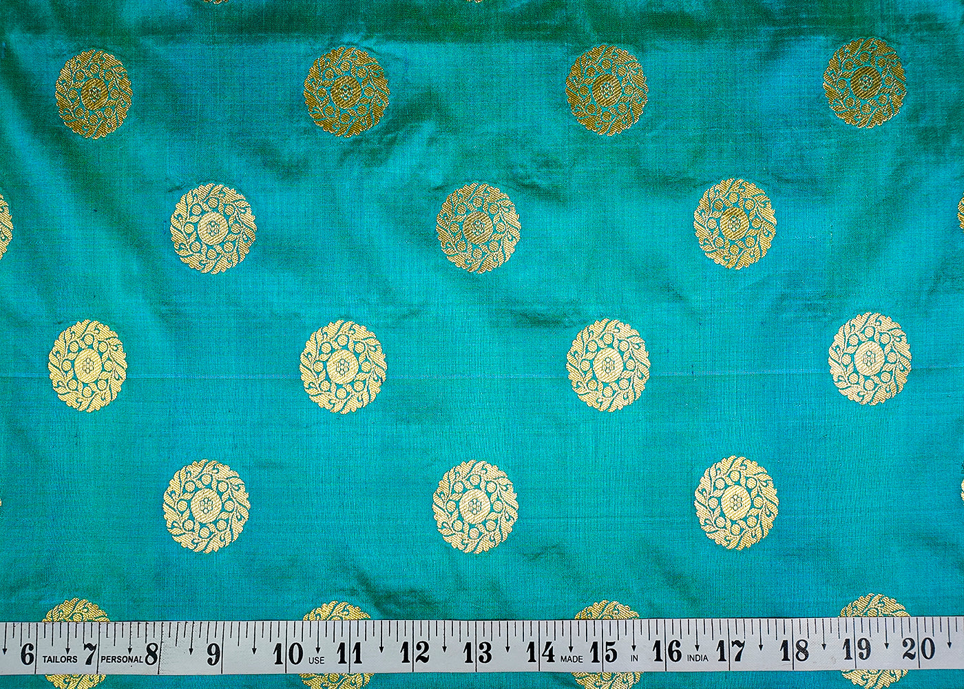 (Pre-Cut 1.9 MTR) Green Banarasi Brocade Fabric With All Over Zari Handloom 18646