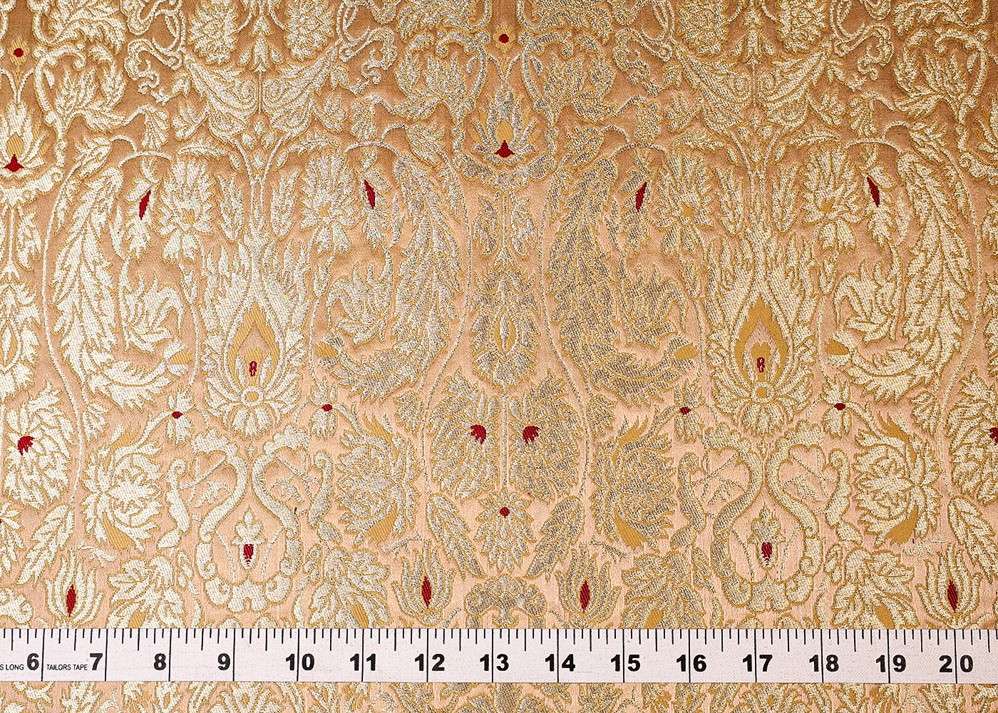 (Pre-Cut 1.45 MTR) Gold Banarasi Brocade Fabric With All Over Zari Handloom 18647