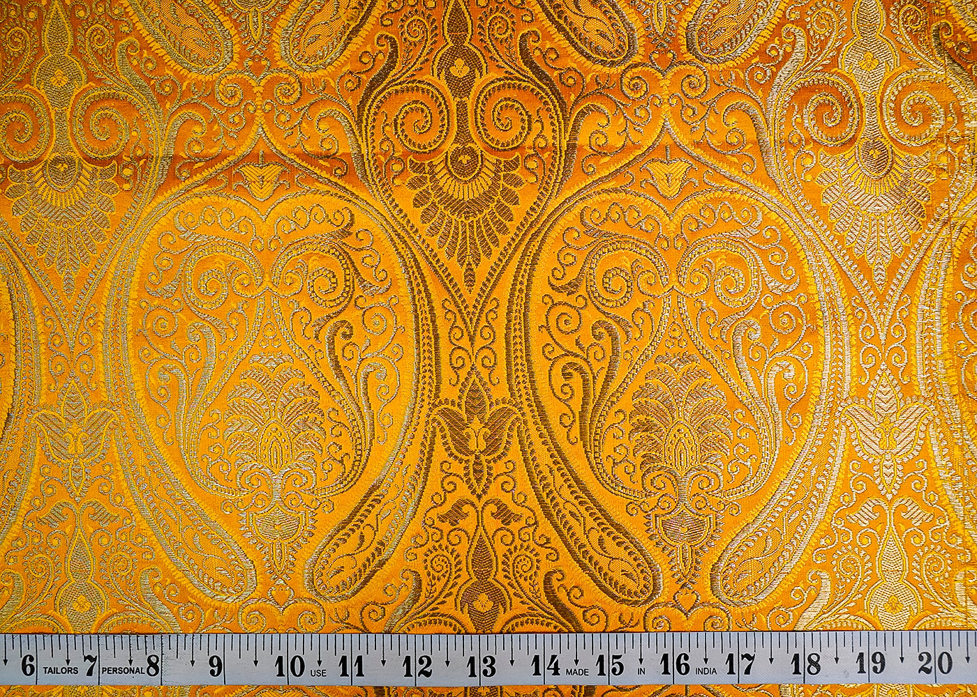 (Pre-Cut 1.65 MTR) Yellow Banarasi Brocade Fabric With All Over Zari Handloom 18652