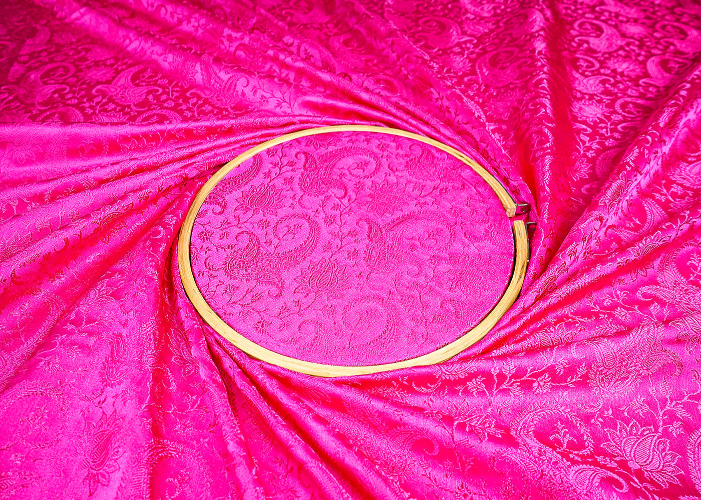 (Pre-Cut 1.65 MTR) Rani Pink Banarasi Brocade Fabric With All Over Zari Handloom 18662