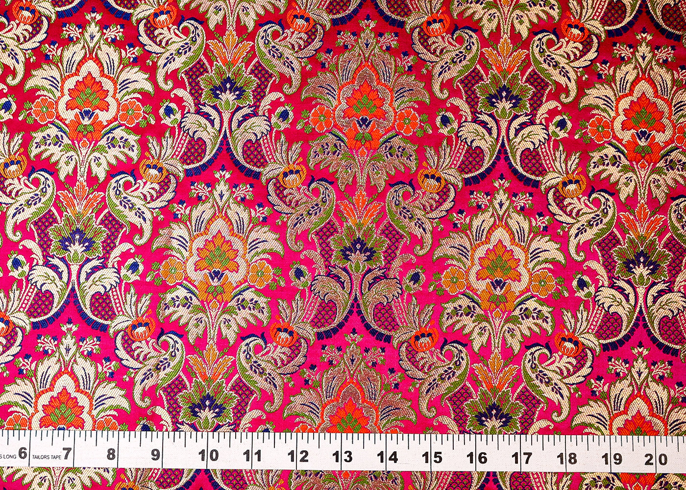 (Pre-Cut 1 MTR) Pink Banarasi Brocade Fabric With All Over Zari Handloom 18663