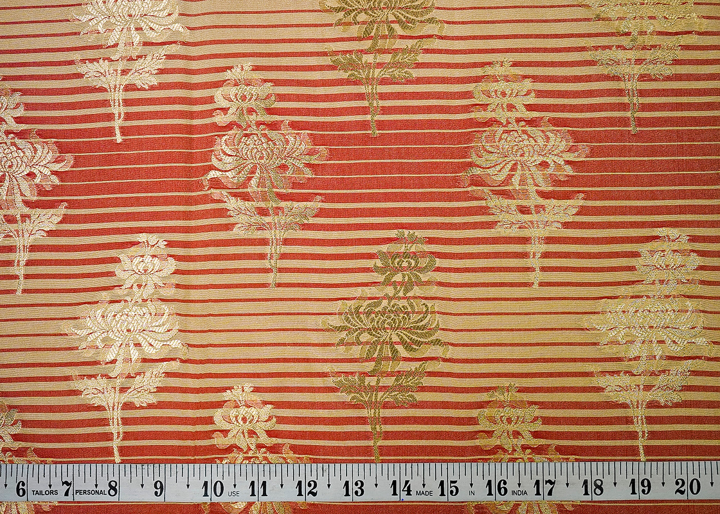 (Pre-Cut 1.5 MTR) Beige Banarasi Brocade Fabric With All Over Golden Zari Handloom 18701