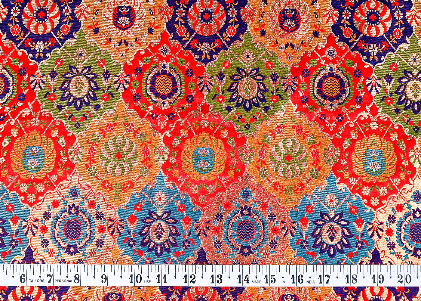 (Pre-Cut 1.6 MTR) Red Banarasi Brocade Fabric With All Over Thread And Zari Handloom 18733