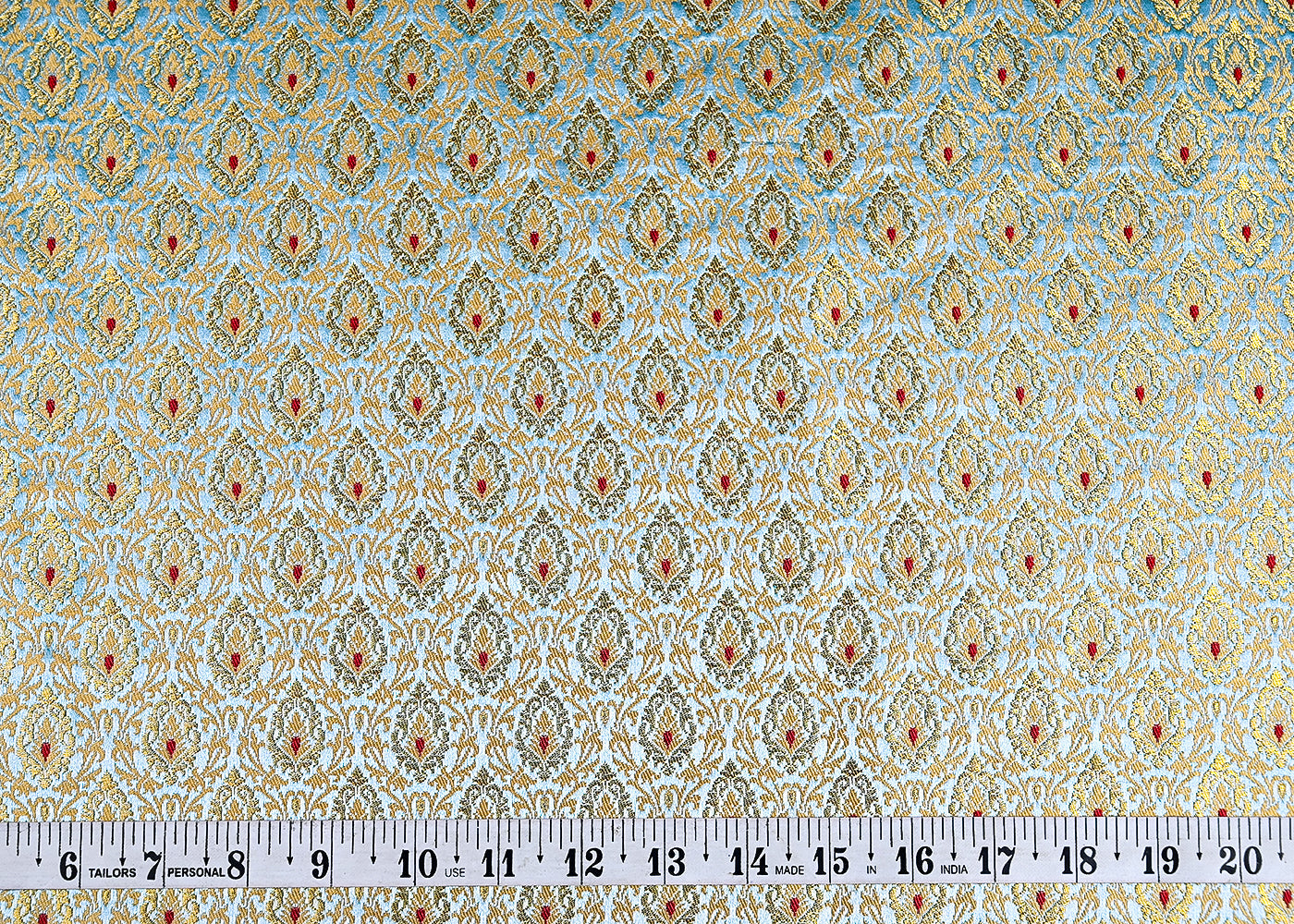 (Pre-Cut 1.75 MTR) Blue Banarasi Brocade Fabric With All Over Thread And Zari Handloom 18751