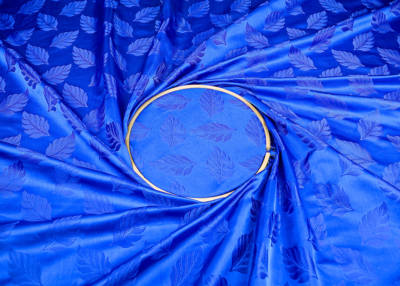 (Pre-Cut 1.7 MTR) Royal Blue Banarasi Brocade Fabric With All Over Thread Handloom 18767