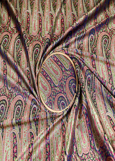 (Pre-Cut 1.3 MTR) Dark Blue Banarasi Brocade Fabric With All Over Thread And Zari Handloom 18768