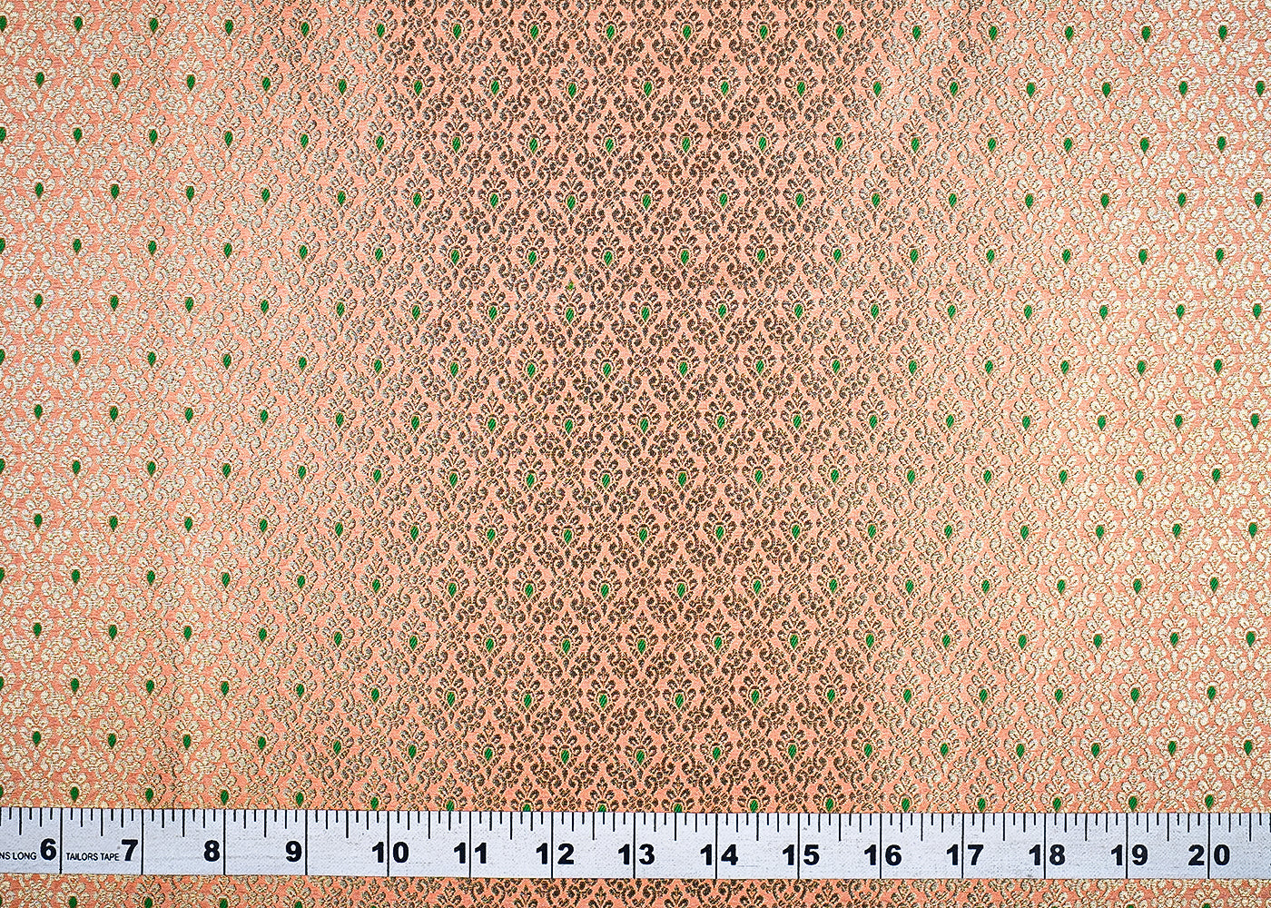 (Pre-Cut 2.7 MTR) Peach Banarasi Brocade Fabric With All Over Thread And Zari Handloom 18783