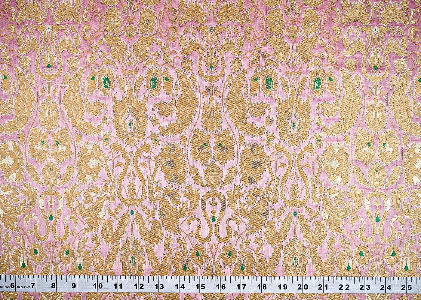 (Pre-Cut 1 MTR) Pastel Pink Banarasi Brocade Fabric With All Over Thread And Zari Handloom 18786