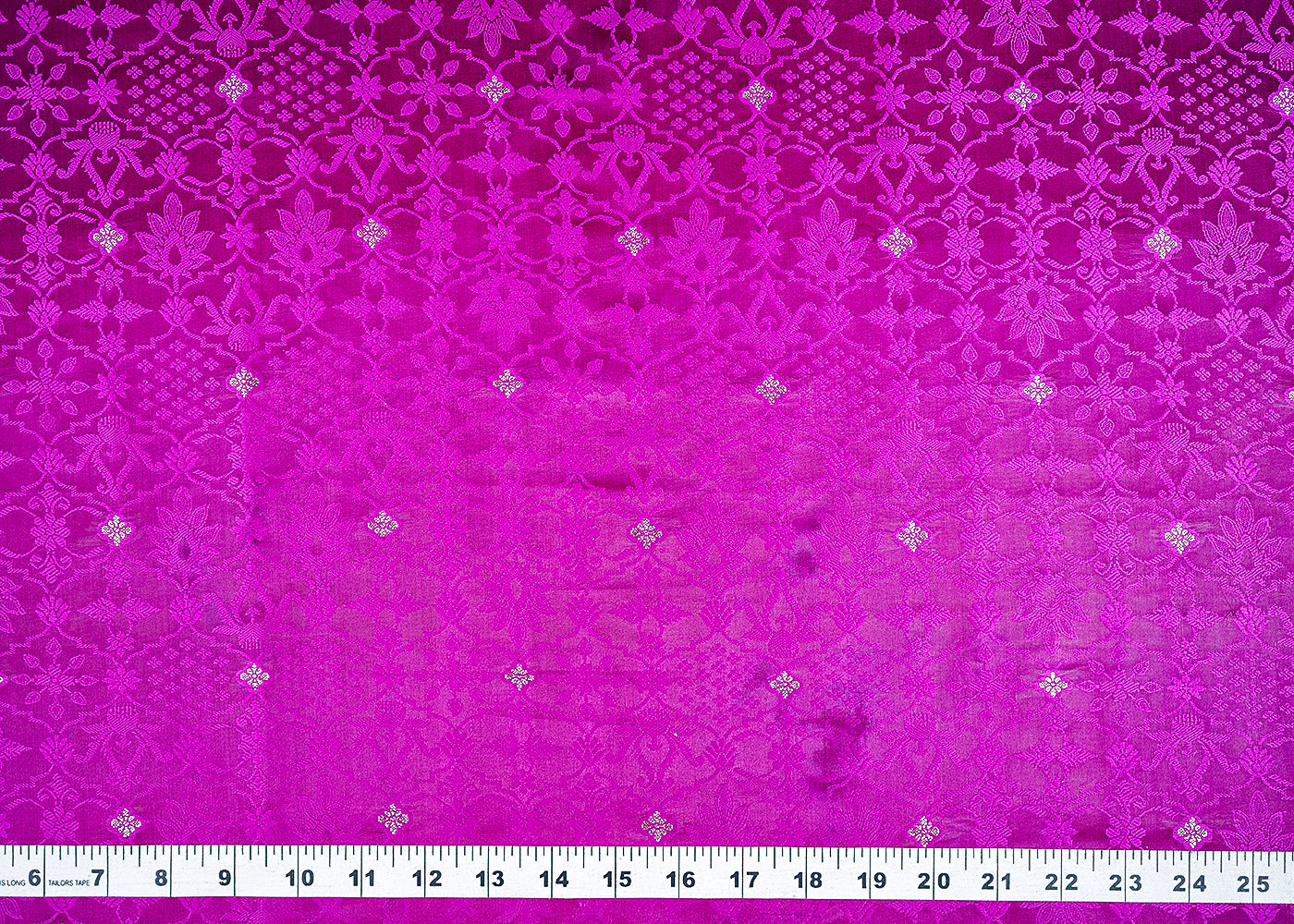 (Pre-Cut 2.2 MTR) Purple Banarasi Brocade Fabric With All Over Thread And Zari Handloom 18807