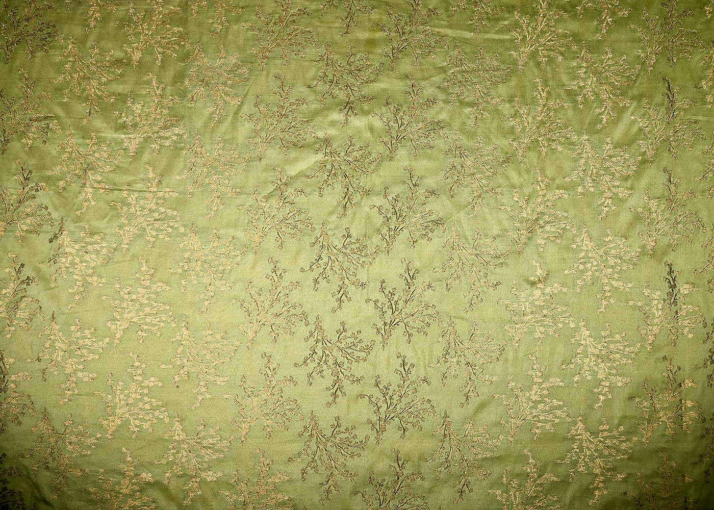 (Pre-Cut 1.1 Mtr) Pista Green Banarasi Brocade Fabric With All Over Zari Handloom 18825