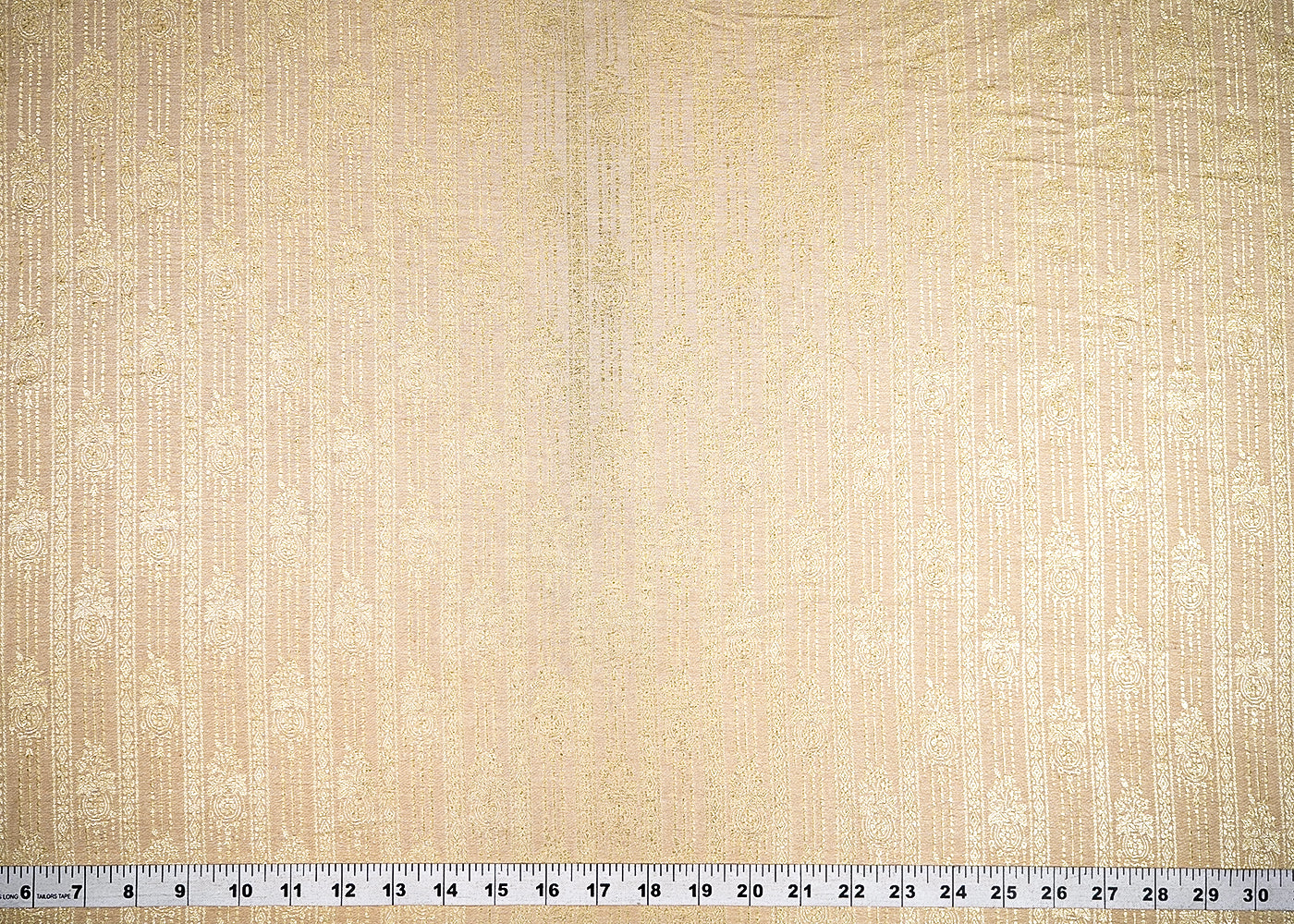 (Pre-Cut 1 Mtr) Golden Moonga Silk Fabric With All Over Zari Handloom 18826